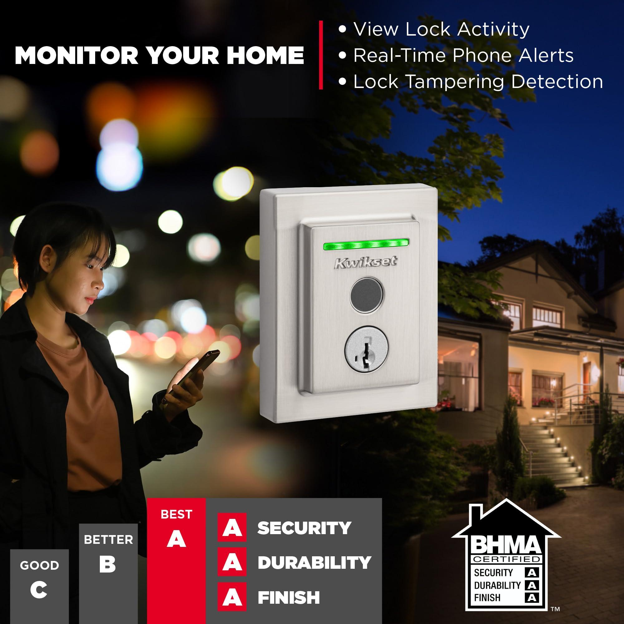 Kwikset Halo Touch Fingerprint Wi-Fi Smart Lock, Keyless Entry Door Low Profile Deadbolt, Geofence Auto-Unlock, Grade AAA Certified, No Hub Easy Install, Satin Nickel Lifetime Finish Warranty, Square - Image 5