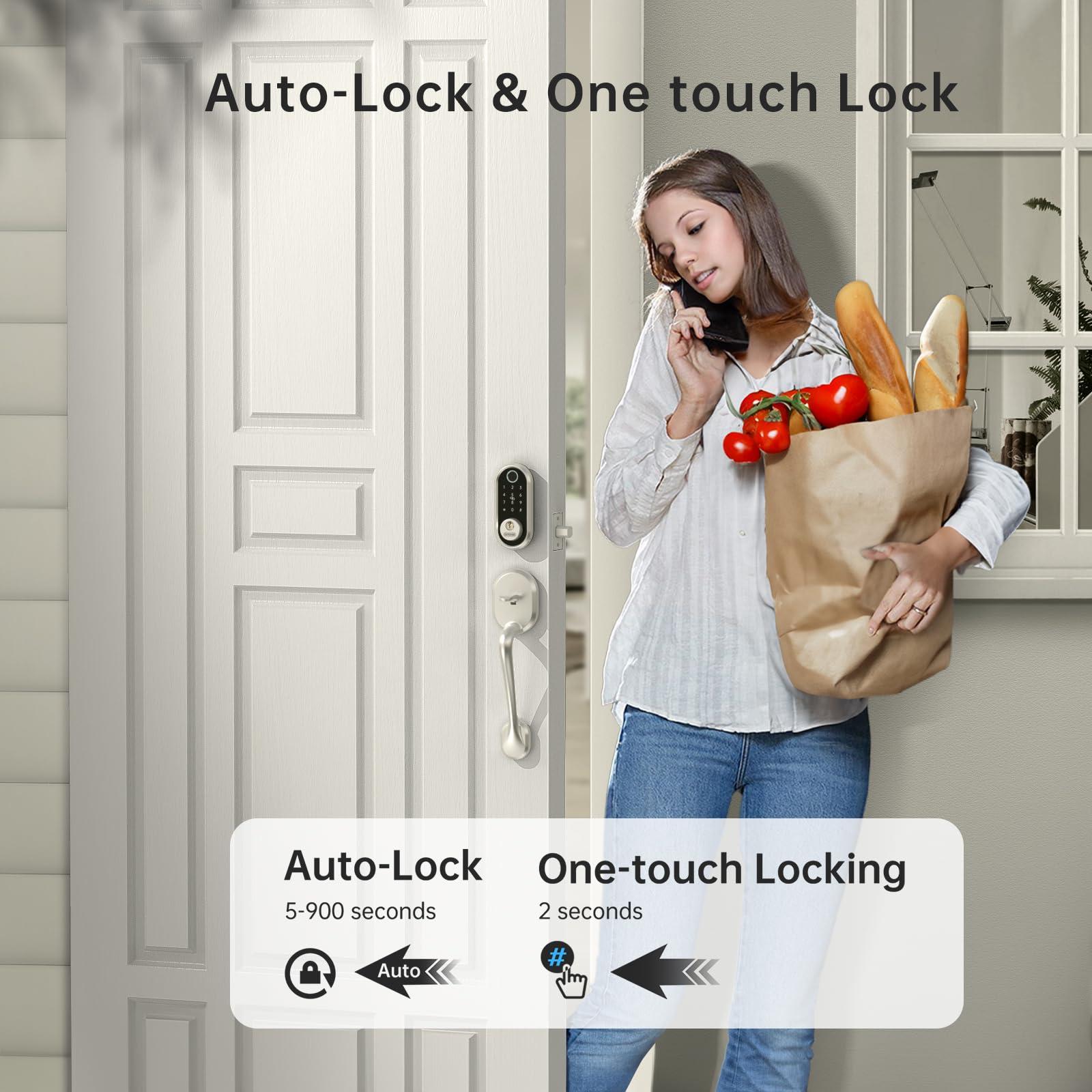 Smart Deadbolt, SMONET Fingerprint Electronic Deadbolt Door Lock with Keypad-Bluetooth Keyless Entry Front Door Digital Keypad App Control, Ekeys Sharing, App Monitoring Auto Lock for Homes and Hotel - Image 8
