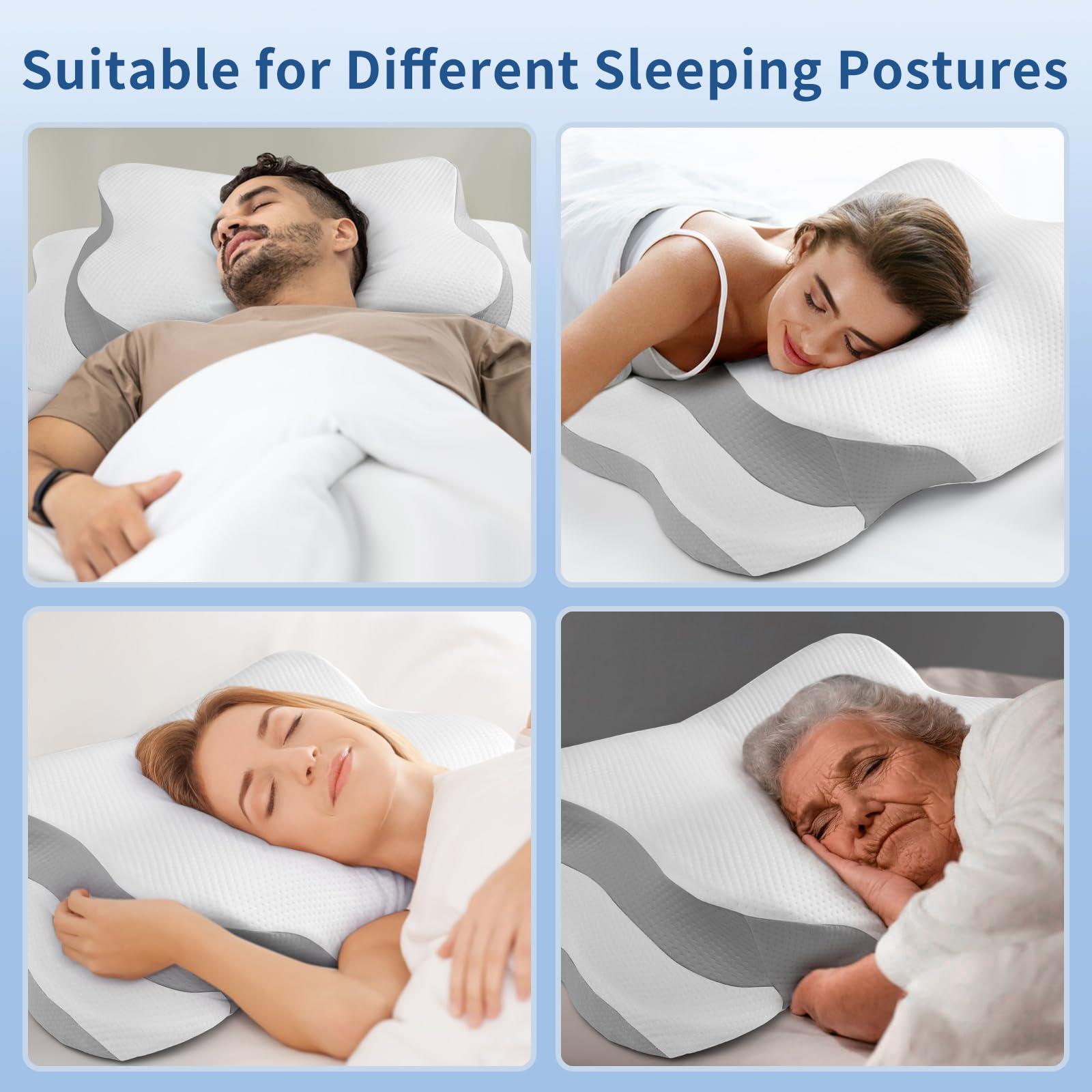 Ericbestseller Cervical Neck Pillow for Pain Relief - Memory Foam Cooling Pillow for Side Sleepers, Adjustable Orthopedic Pillow with Removable Breathable Cover, Neck Support Pillow for Adults - Image 3