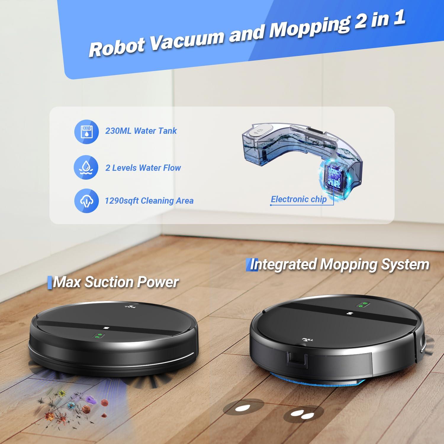 Kilgone Robot Vacuum and Mop Combo for Large Homes & Pet Hair – Smart App/Voice, 2300Pa Sucktion, 120Min Clean, Ultra-Thin 2.87" Design - Image 3