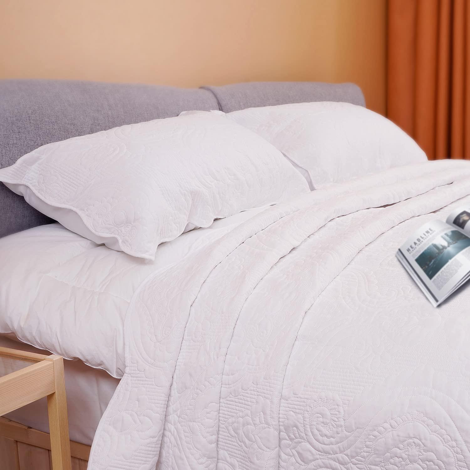 BOSOWOS Quilted Pillow Shams Set of 2, Decorative Microfiber Queen Bed Pillow Shams, Soft Breathable Pillow Covers with Envelope Closure (White, 2Pcs:20 x 30inch) - Image 6