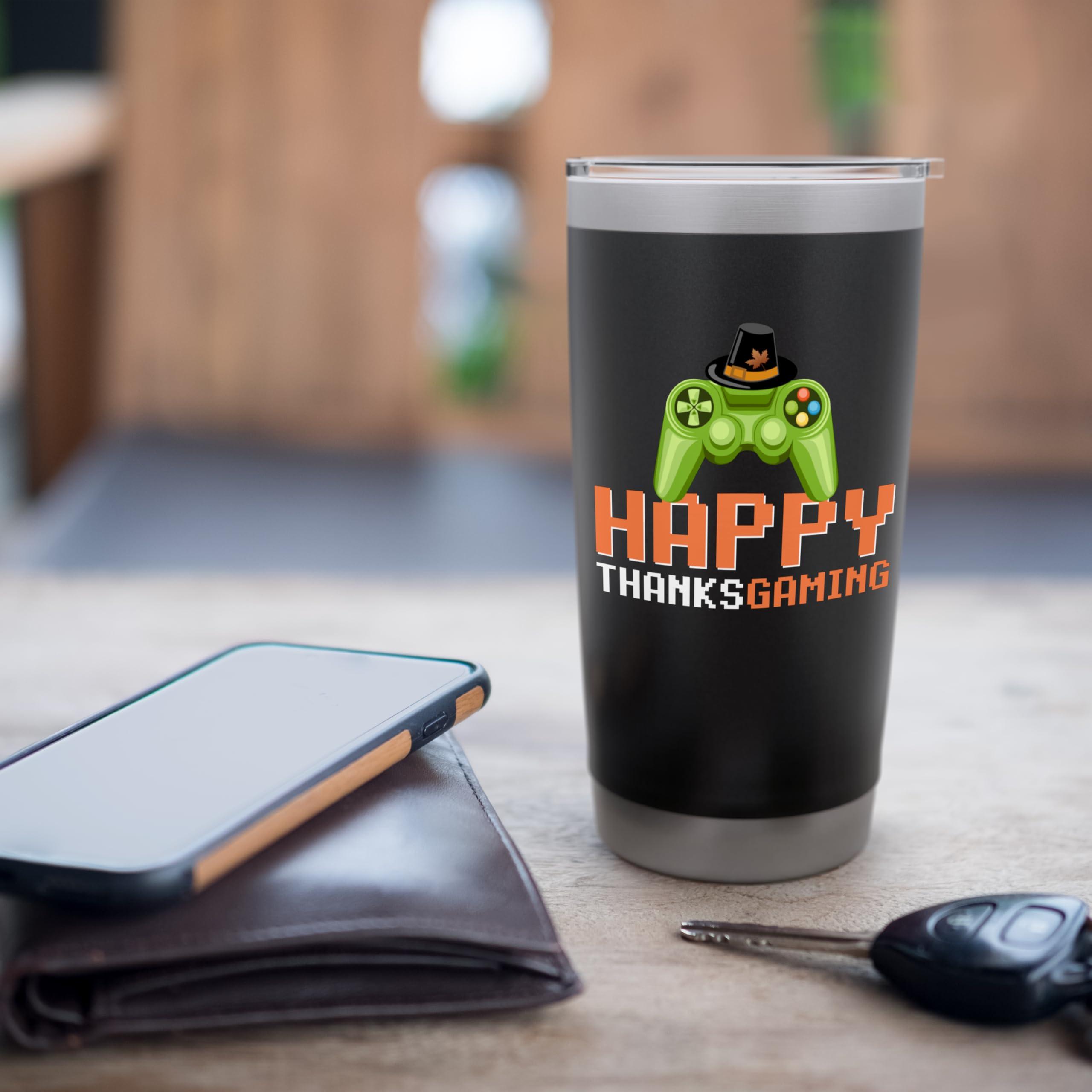 Happy Thanks Gaming Gamer Men Boys Kids Stainless Steel Insulated Tumbler - Image 7