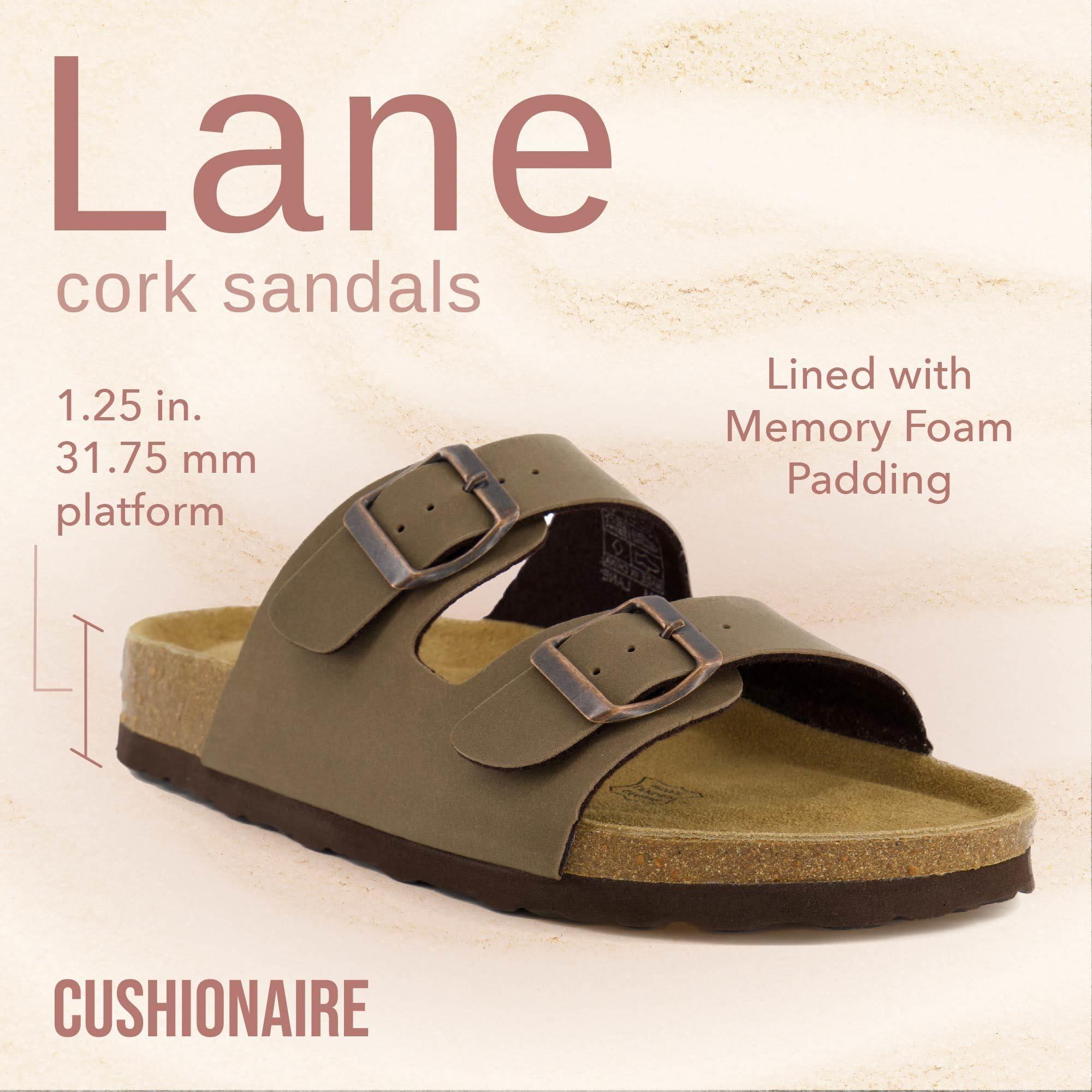 CUSHIONAIRE Lane Cork Footbed Sandals for Women – Comfortable Double Buckle Slip-On with Genuine Suede Footbed & Arch Support Slides for Women Footwear - Image 2