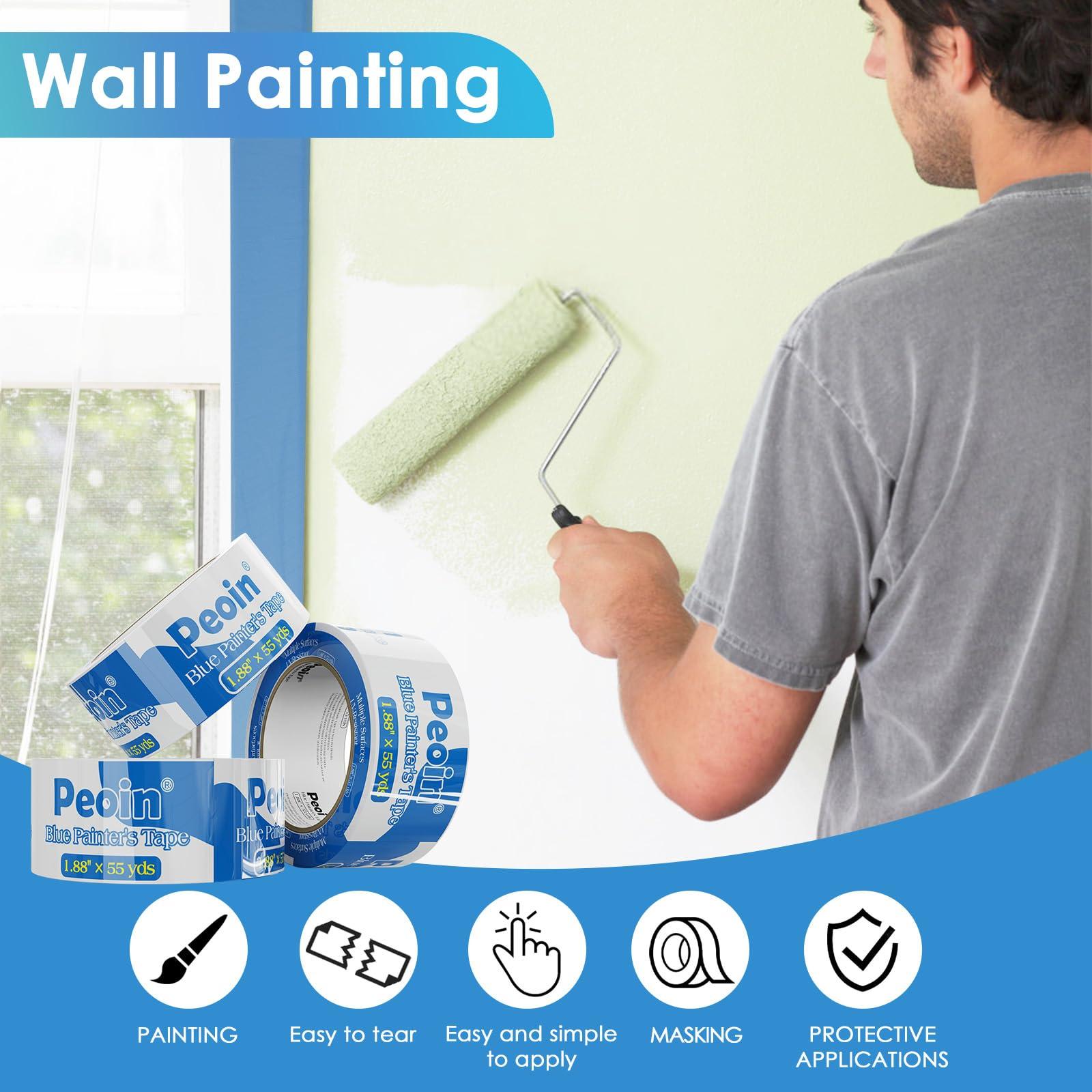 Blue Painters Tape 2 Inch Wide Bulk, 24 Roll Painting Tape Blue Masking Tape for Painting Wall DIY Edge, Paint 1.88 Inch 55 Yards X 24 Rolls 1320 Total Yards - Image 6