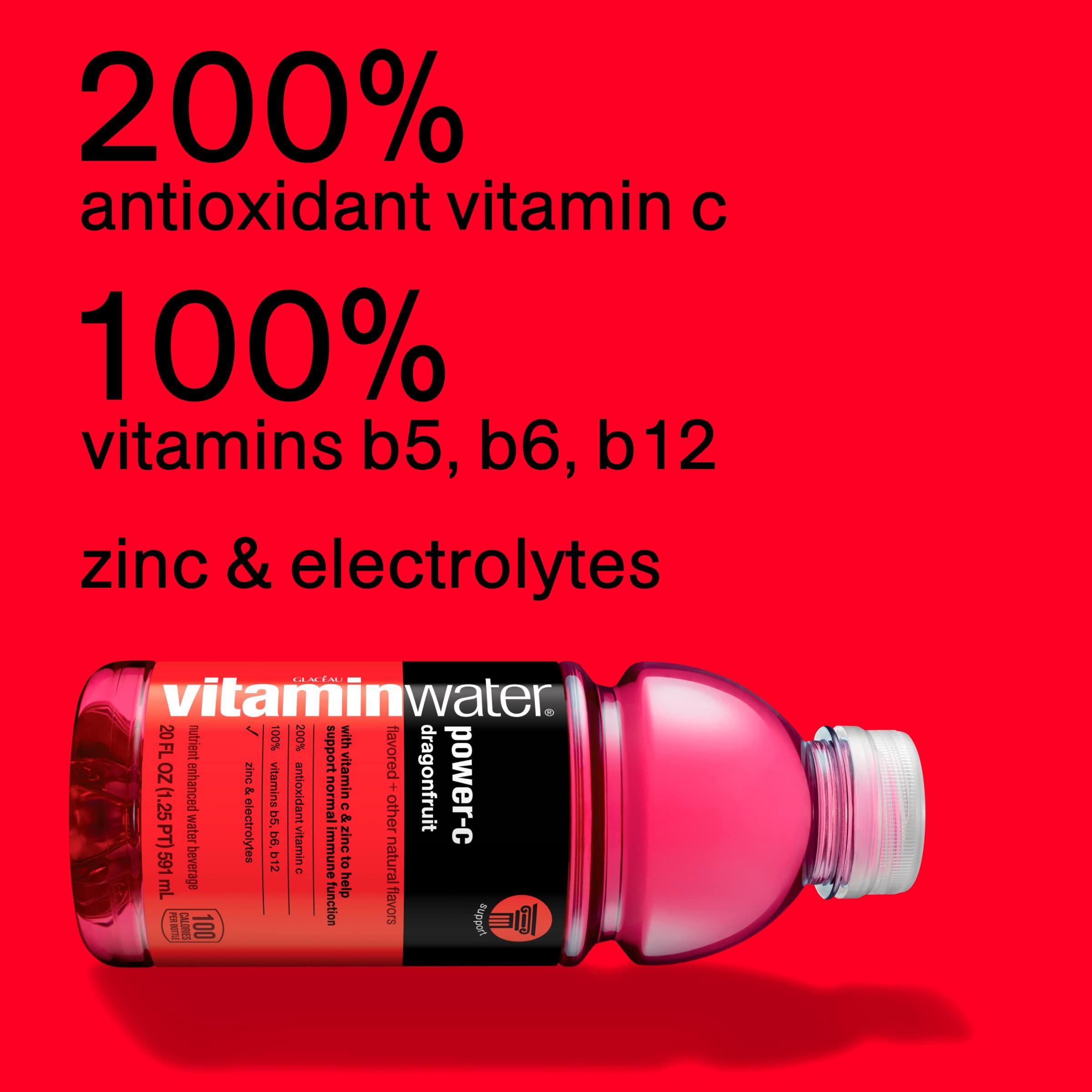 vitaminwater power-c electrolyte enhanced water w/vitamins, dragonfruit drinks, 20 fl oz, 12 Pack - Image 3