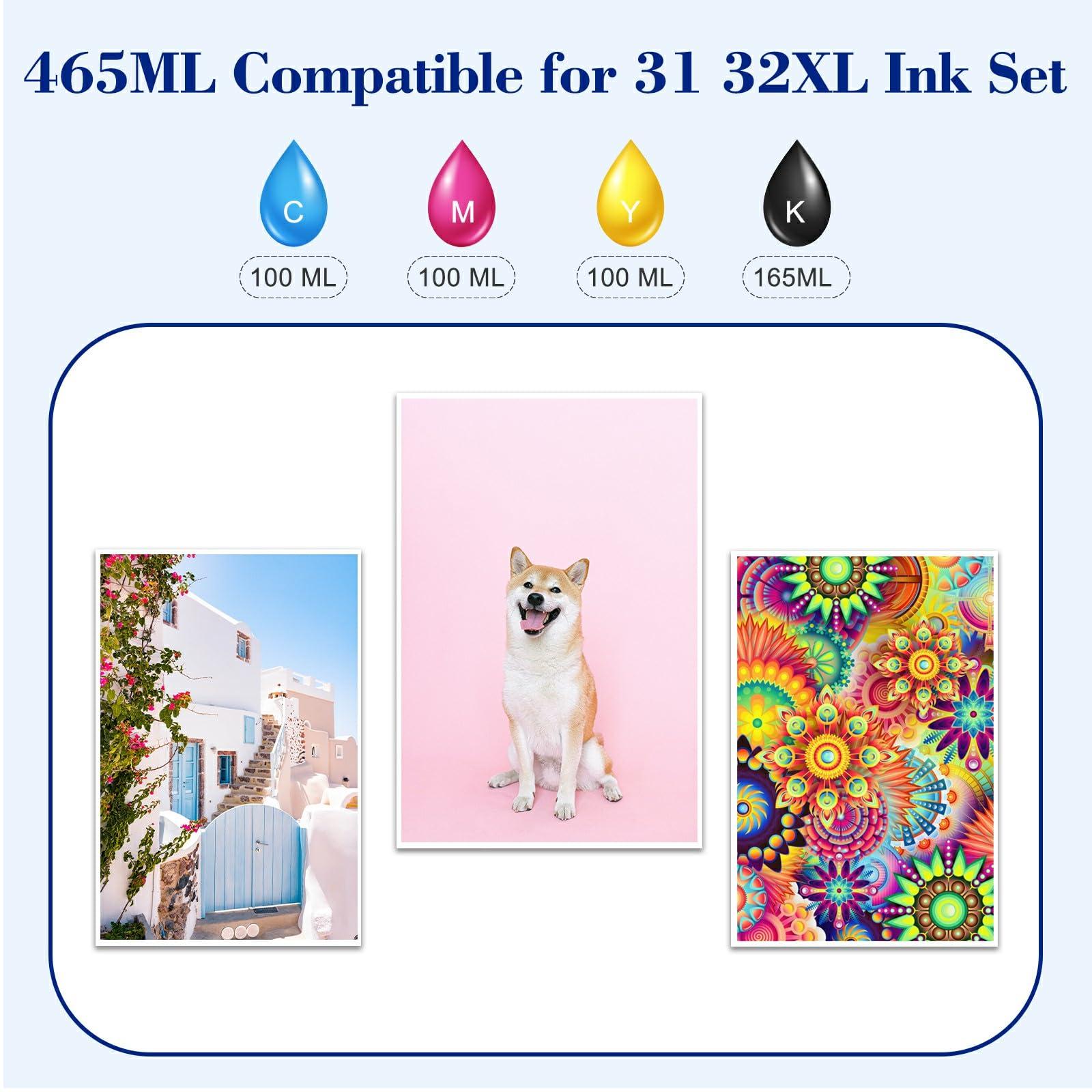 Pristar Compatible with HP 31 32XL Ink Bottle Set Compatible with HP Smart Tank 7301 7001 7602 5000 6001 5101 5102 5103 Plus 651 551 455 457 450 All-in-One Printer (165 ML 32XL Black Ink 100 ML 31 CMY - Image 5