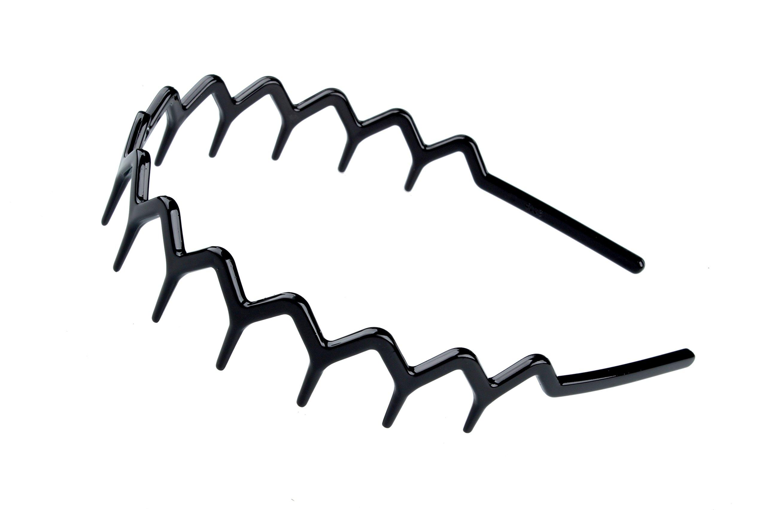 Set of 2 Zig Zag Black Plastic Sharks Tooth Hair Comb Headband Hair Hoop Accessory for Women's Lady Girls (1 Black Color+1 Brown) - Image 5