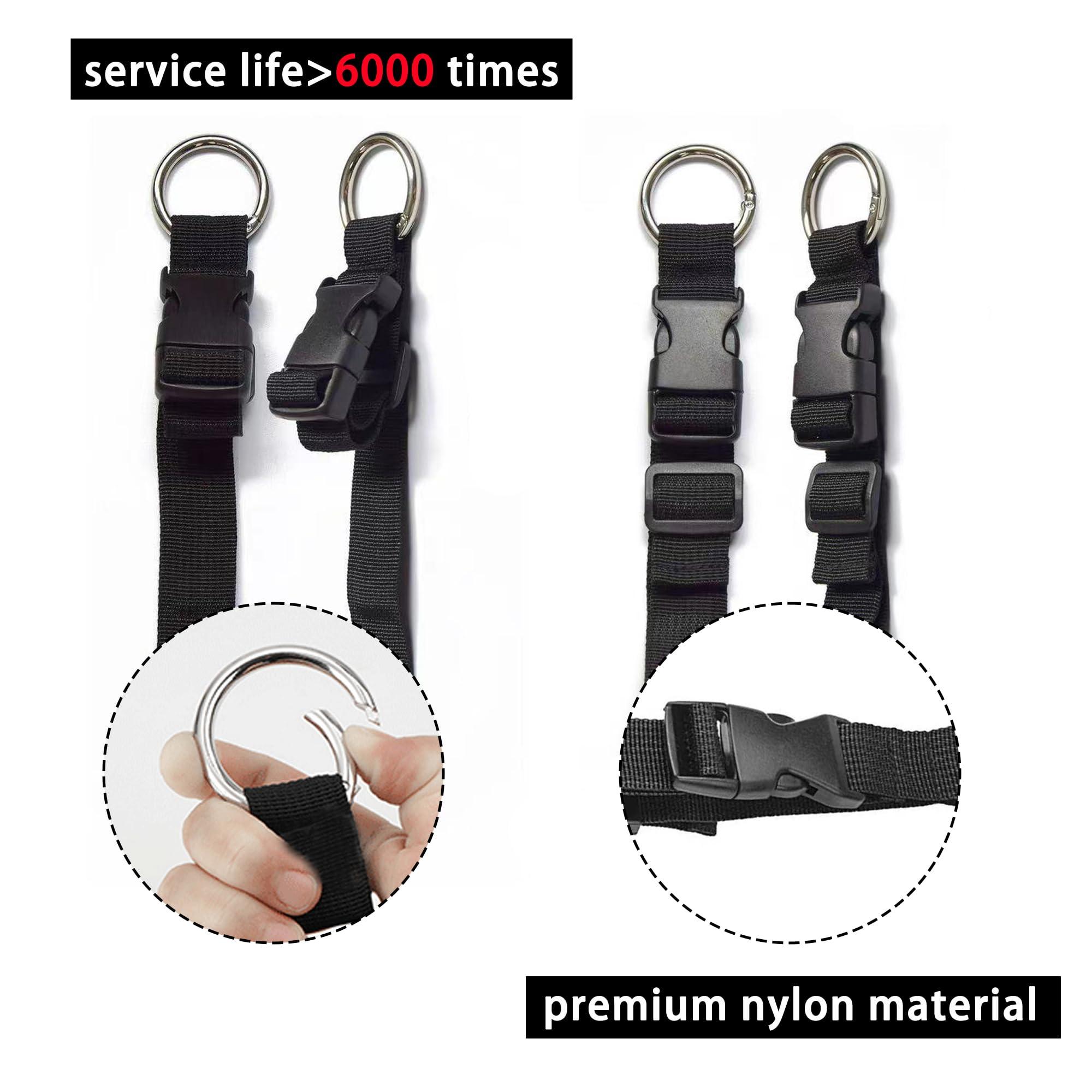 FLONSA Luggage Straps 2 Pack Metal Key Ring Clips Set - 1.5" and 2" Key Rings, Add-A-Bag Luggage Strap Jacket Grippers, Small Carabiner Clips for Keychains, Purse, and Travel Accessories-Black - Image 6