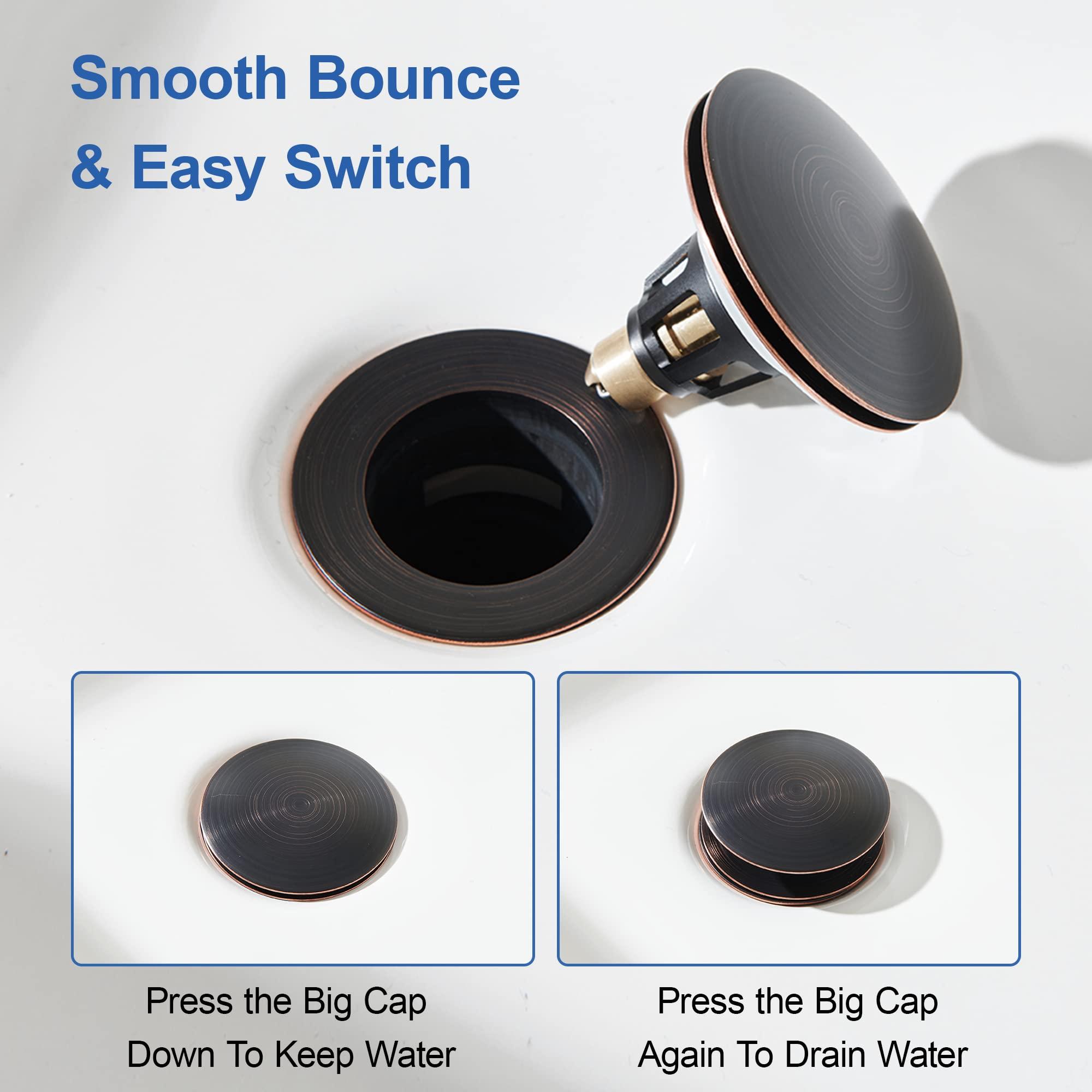 Universal 2-in-1 Bathroom Sink Stopper - Pop Up Sink Drain Stopper, Push Button Sink Drain Stopper Replacement, Wash Basin Drain Filter Plug with Anti-Clogging Strainer, Oil Rubbed Bronze - Image 9
