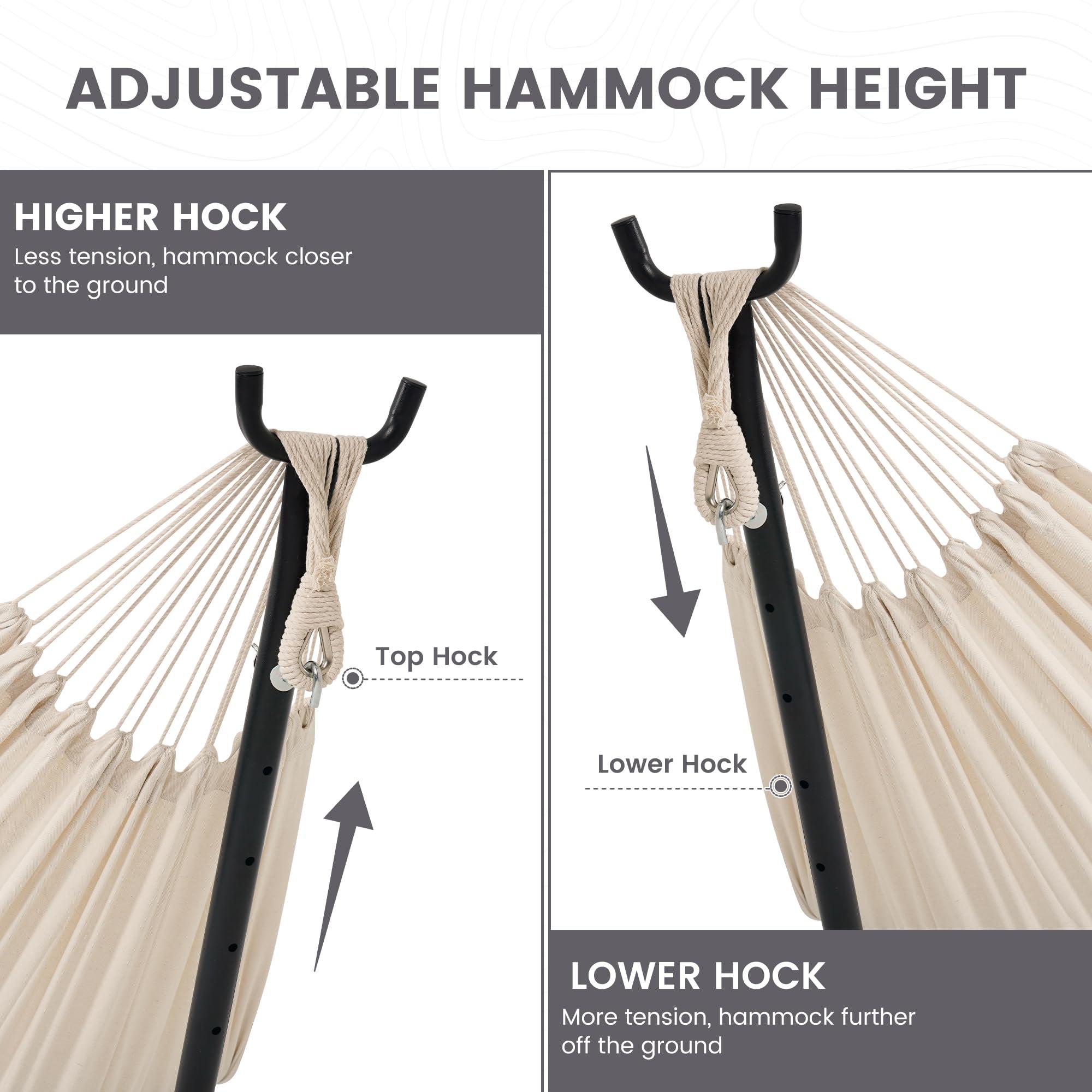 Lazy Daze Hammocks Double Hammock with 9ft Space-Saving Steel Stand Includes Portable Carrying Case, 450 Pounds Capacity (Natural) - Image 5