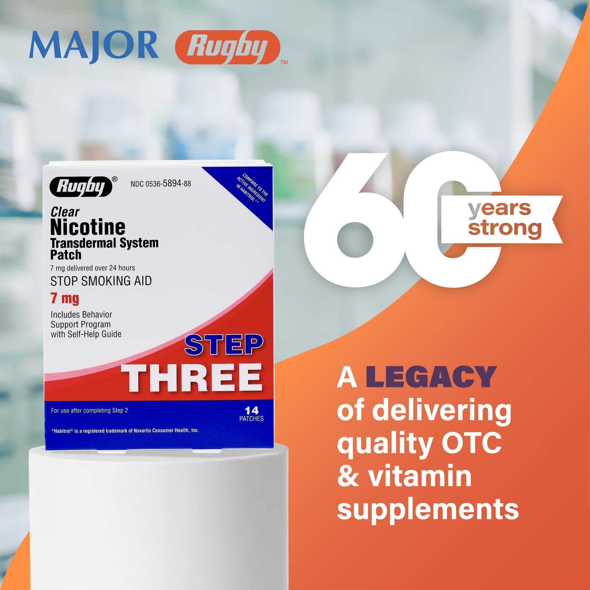 Rugby Clear Nicotine Patches - Transdermal System Patch - Smoking or Vaping Quitting Aid - Step 3-7mg - 14 Count (1 Pack) - Image 2