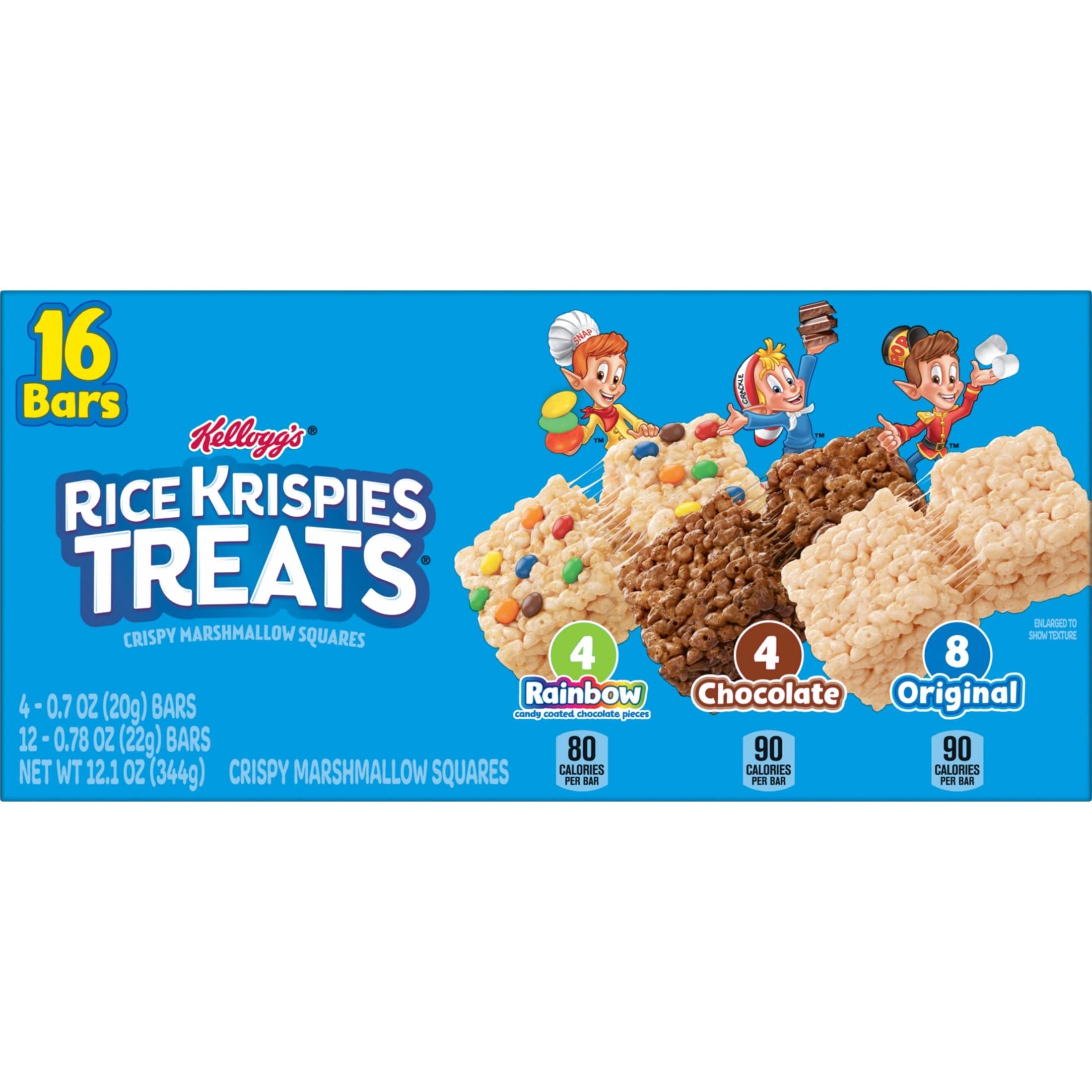 Rice Krispies Treats Crispy Marshmallow Squares, Kids Snacks, Cereal Bars, Variety Pack, 12.1oz Box (16 Bars) - Image 7