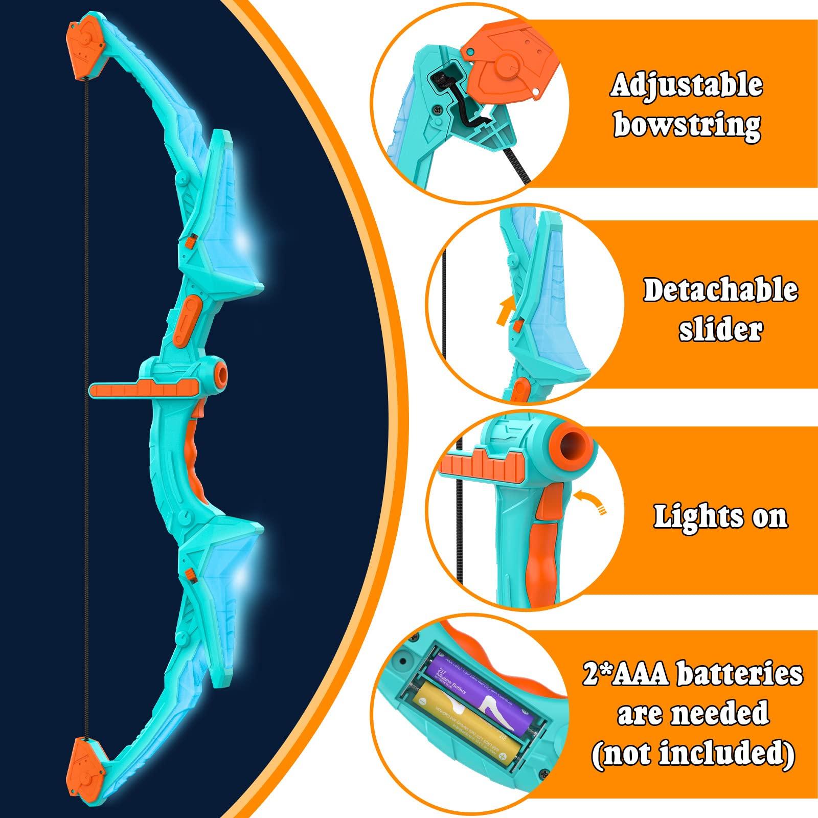 2 Pack Bow and Arrow Set for Kids, Light Up Archery Set with 14 Suction Cup Arrows, Archery Targets Outdoor Games for Kids Ages 4-8 8-12, Birthday Gifts Toys for 5 6 7 8 9 10 11 12 Year Old Boys Girls - Image 5
