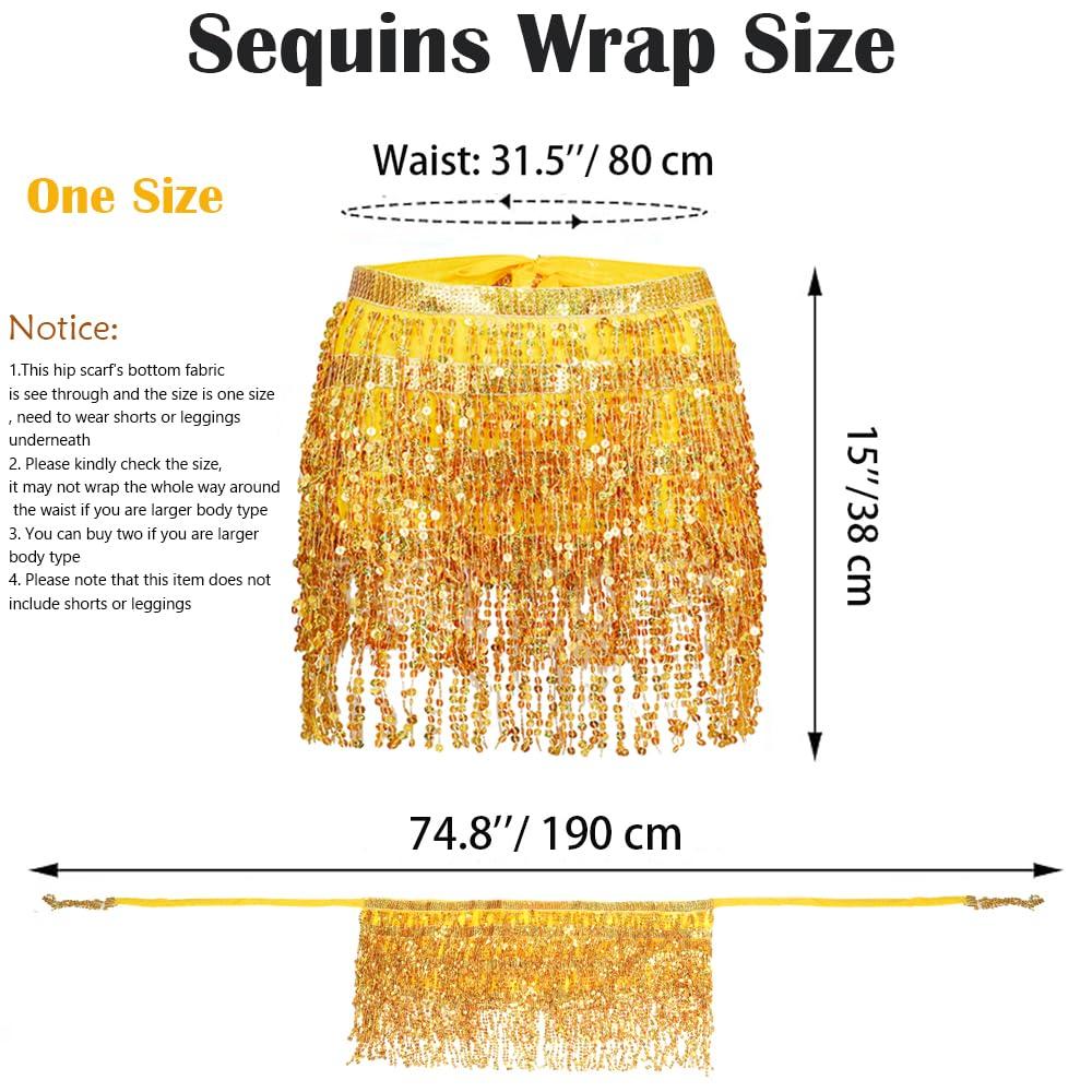 Women's Sequin Tassel Skirts Rave Fringe Hip Scarf for Festival - Image 2