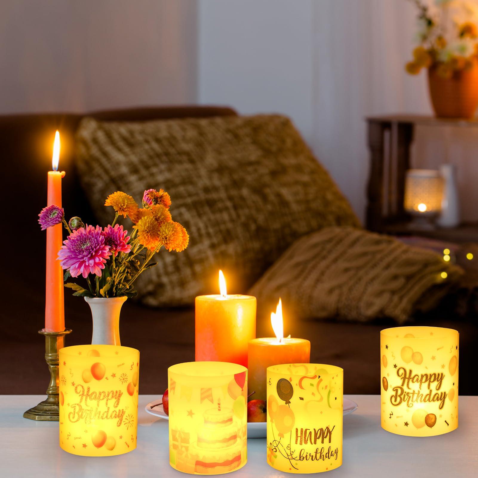Happy Birthday Table Decorations, 8 Sets Birthday Centerpieces Lantern Boxes & LED Tea Lights, Flameless Votive Candle Holders Shade Cover Sleeve for Table Desk Home Room Indoor Office Party Supplies - Image 5