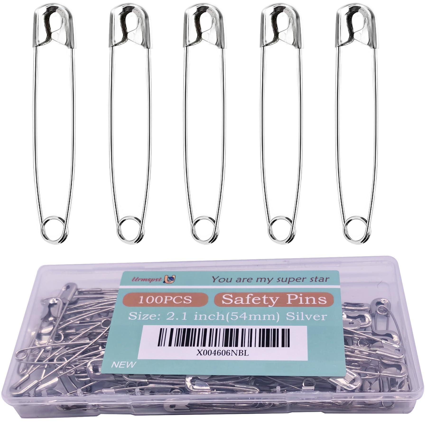 Urmspst Safety Pins, 100PCS-2.1Inch Small Safety Pins, Rust-Resistant Nickel Plated Steel, Sharp Edge Safety Pin for Clothes, Sewing, Arts & Craft, Small Decorative Safety Pins (Silver), UR-28