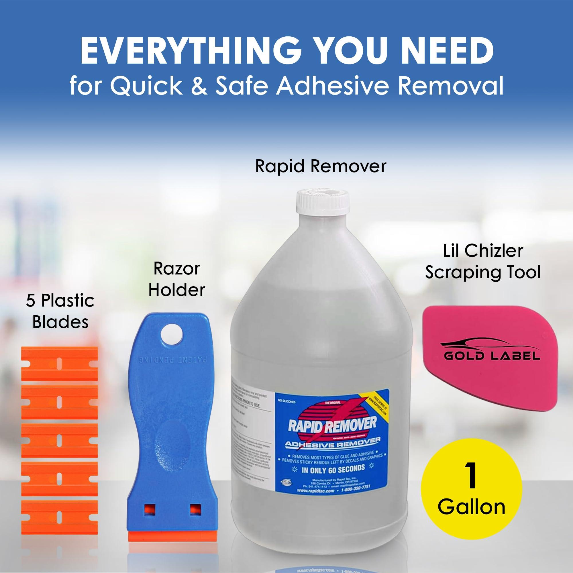 RapidTac Remover Adhesive Remover Kit with Lil Chizler and Plastic Razor Blade with 5 Extra Blades (Gallon Kit) - Image 3