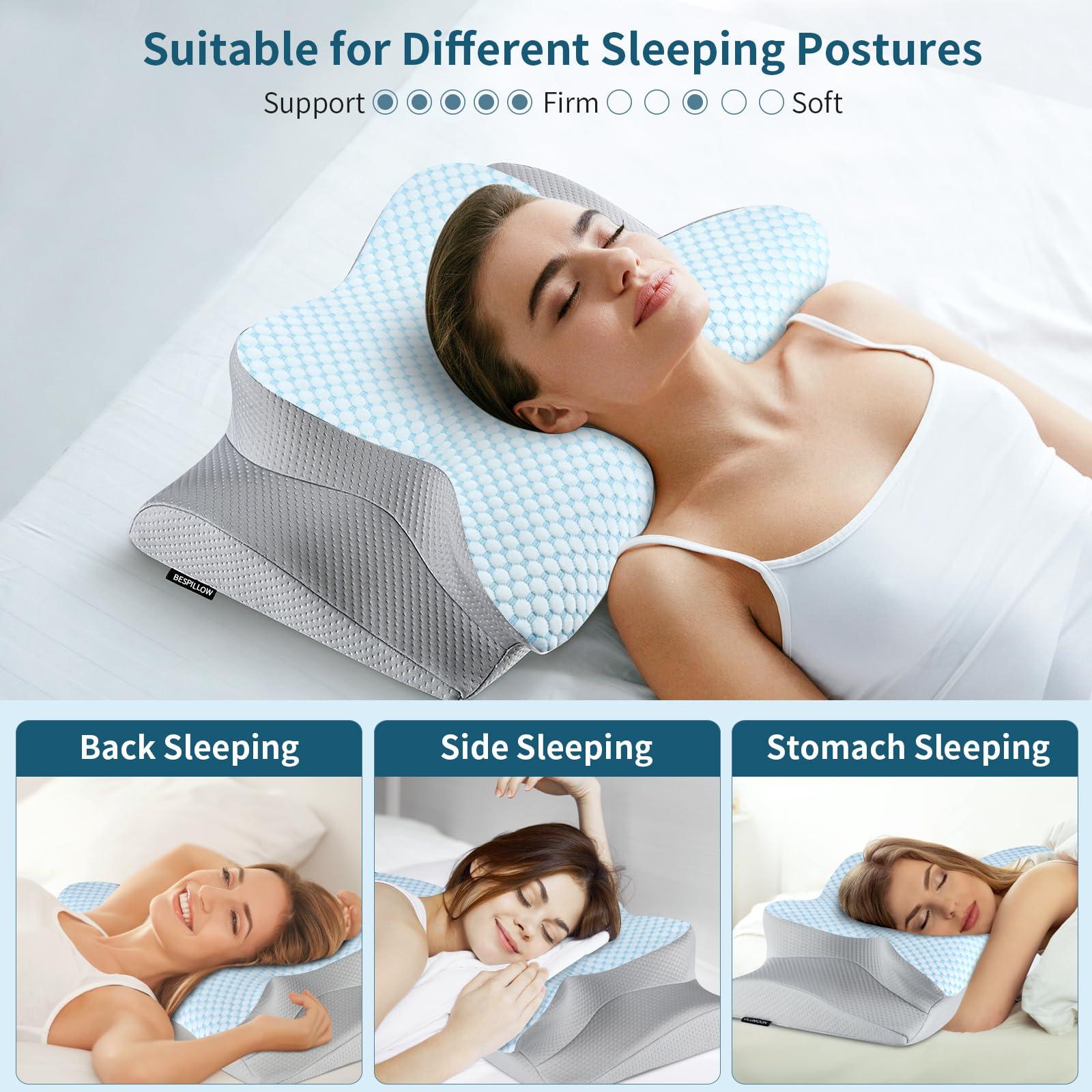 Neck Pillow Cervical Memory Foam Pillows for Pain Relief Sleeping, Contour Pillow for Shoulder Pain, Ergonomic Orthopedic Bed Pillow for Side, Back & Stomach Sleepers with Breathable Pillowcase - Image 6