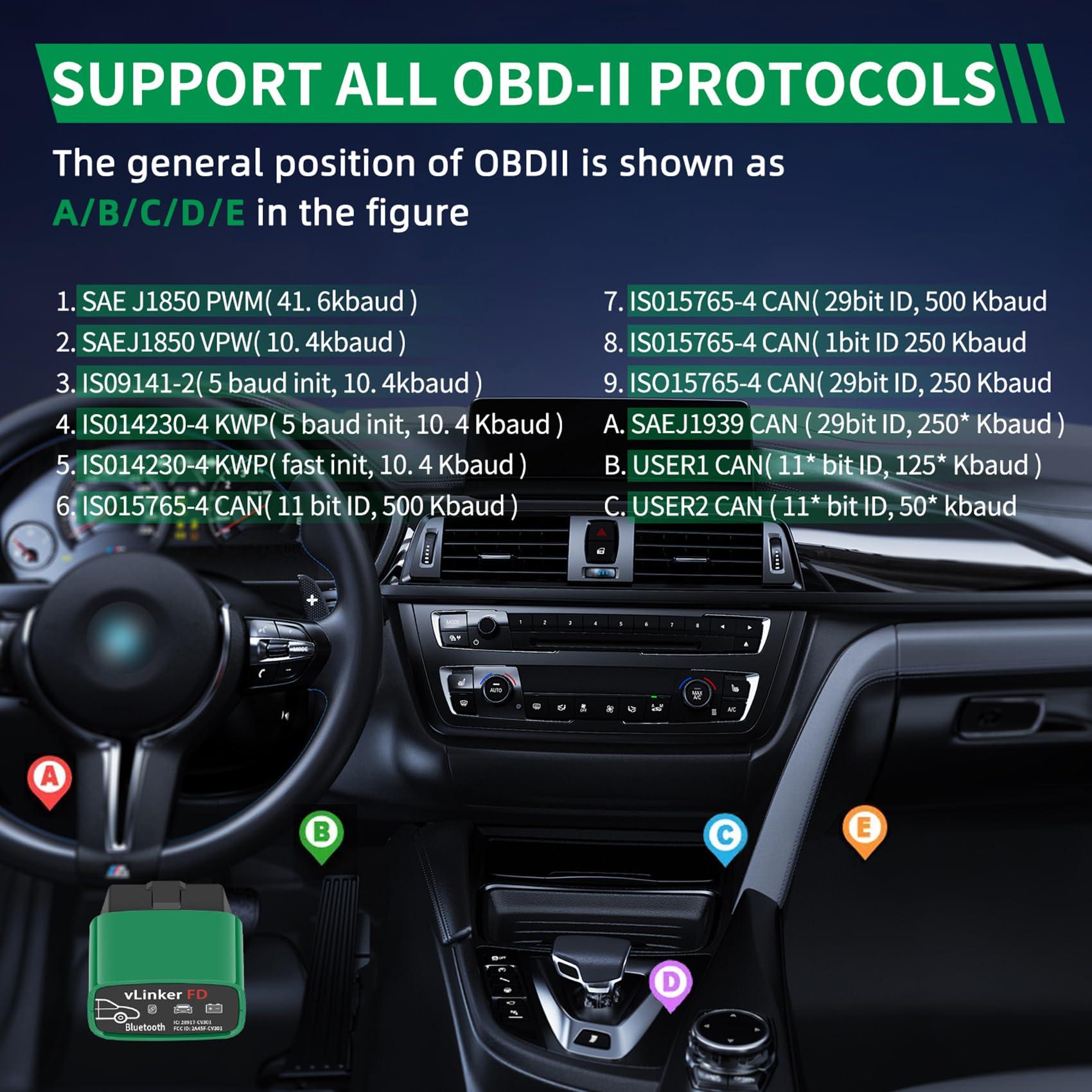 V-gate vLinker FD Bluetooth OBD2 Scanner Diagnostic Tool, Car Code Readers & Scan Tools for Android & Windows (Not iOS), Wireless OBD2 Adapter Auto All System Diagnostic to Check Engine Light - Image 9
