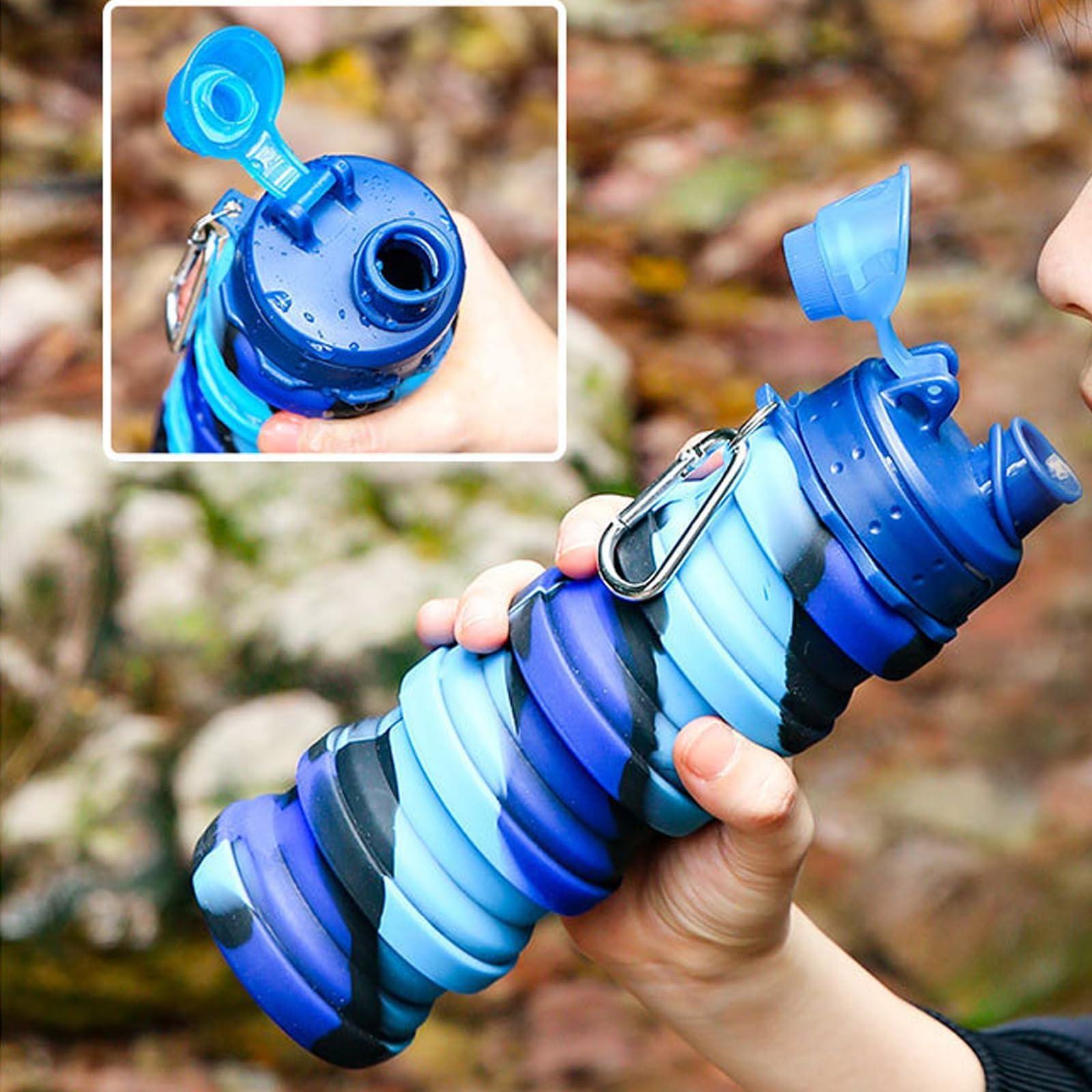 YCTMALL Collapsible Water Bottles Travel water bottle Sports Portable Sport Water Bottle Reusable Water Bottles comes with mountaineering Buckle 500ml silicone Water-proof camping water bottle - Image 6
