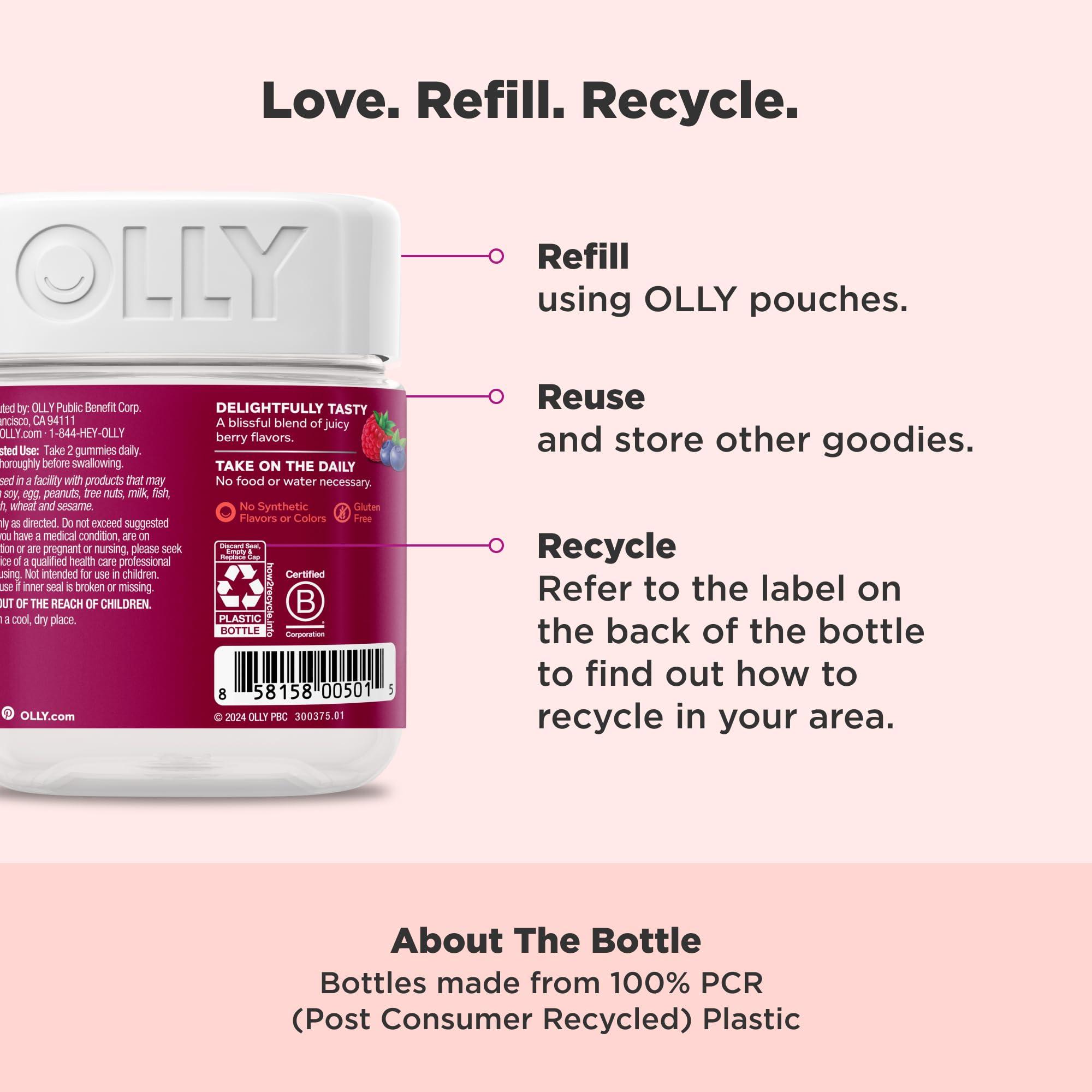 OLLY Women's Multivitamin Gummy, Vitamins A, D, C, E, Biotin, Folic Acid, Adult Chewable Vitamin, Berry Flavor, 45 Day Supply - 90 Count - Image 4