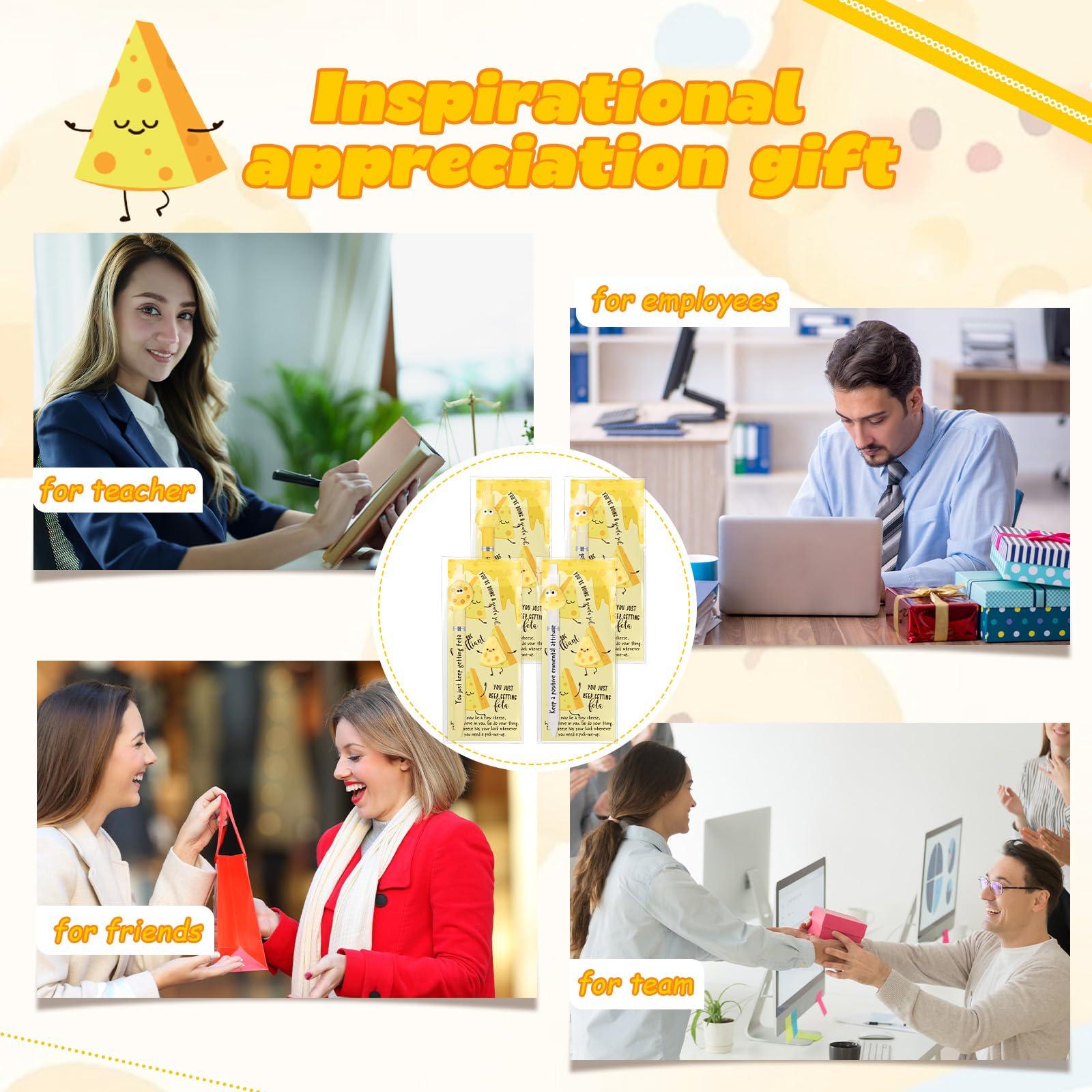 Sayglossy 20 Set Employee Appreciation Gifts Bulk Motivational Cookie Ballpoint Pen Inspirational Mini Cheese Figurine Encouragement Bookmark Card Support Gift for Team Teacher Coworker Staff Student - Image 7