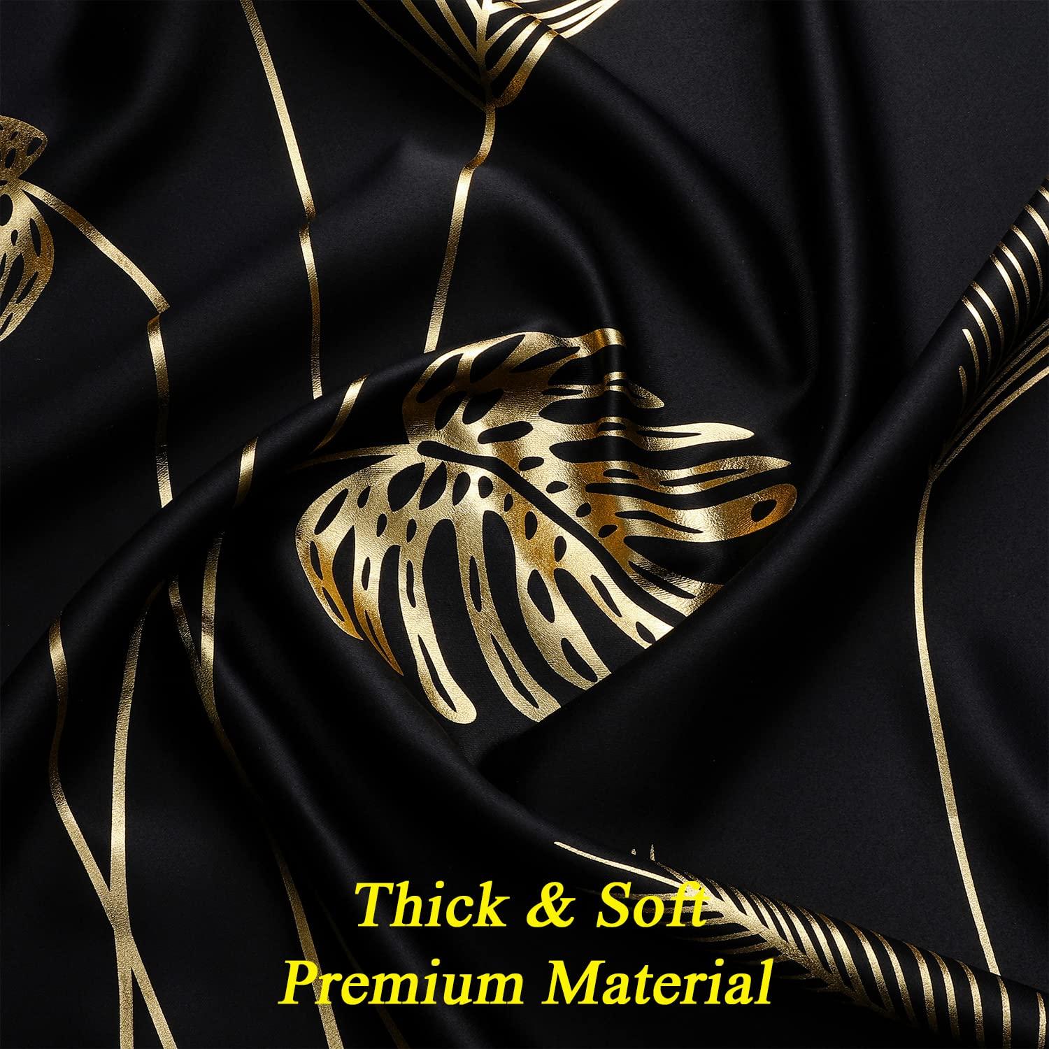 Estelar Textiler Black Blackout Curtains for Bedroom 84 Inches Long, Room Darkening Grommet Thermal Insulated Curtains for Living Room, Light Blocking Drapes with Gold Print Design,52Wx84L,2 Panels - Image 4
