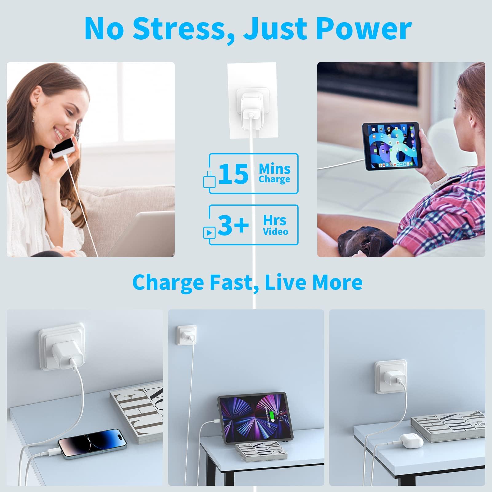 USB C Charger Block 20W,3-Pack PD Type C Wall Fast Charger Adapter with 3 Pack 6FT Long USB-C to Lightning Cable Compatible with i.Phone 14 13 12 11 XS XR X 8 i.Pad AirPods - Image 8