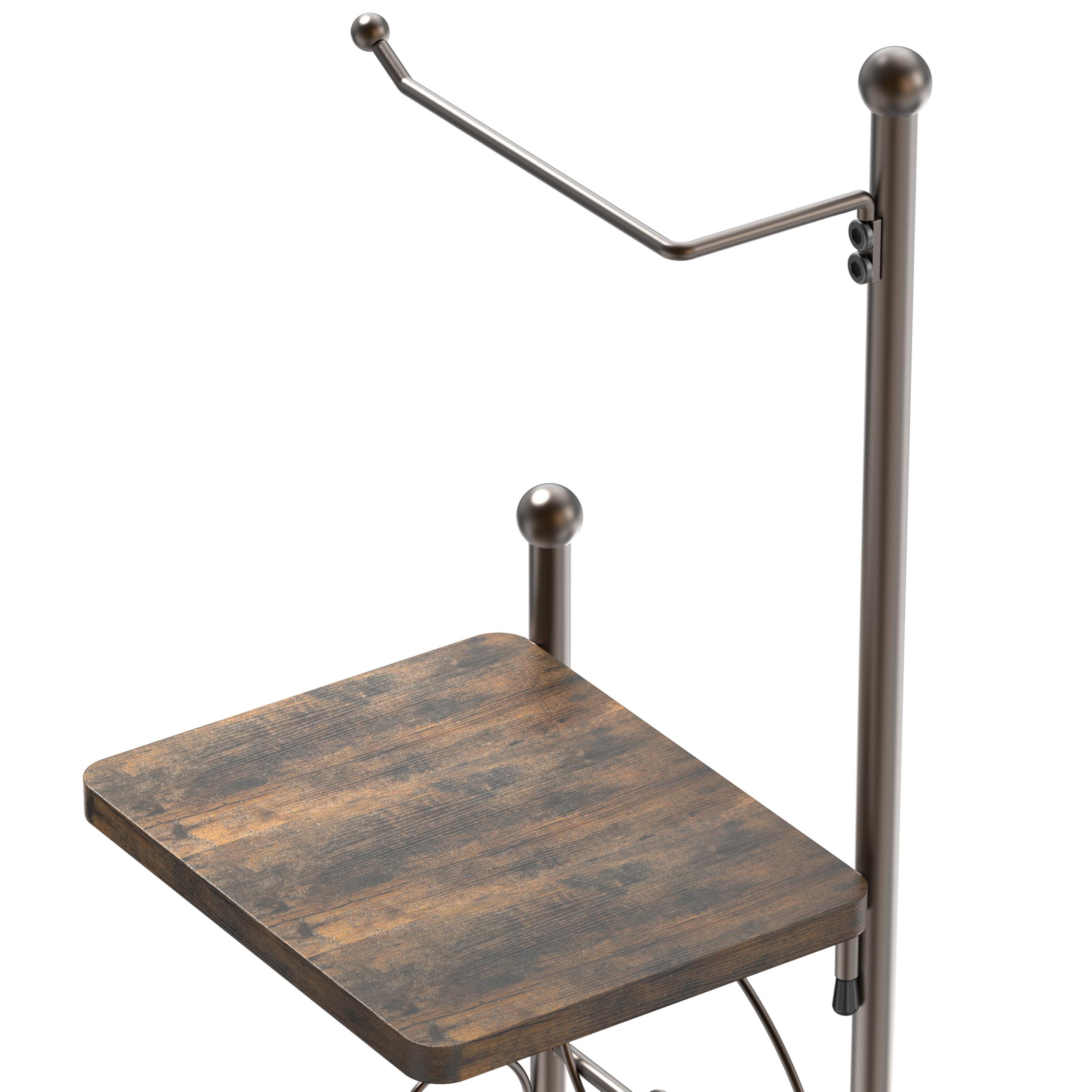 Simple Houseware English Style Bathroom Toilet Tissue Roll Holder Stand with Shelf, Bronze - Image 6