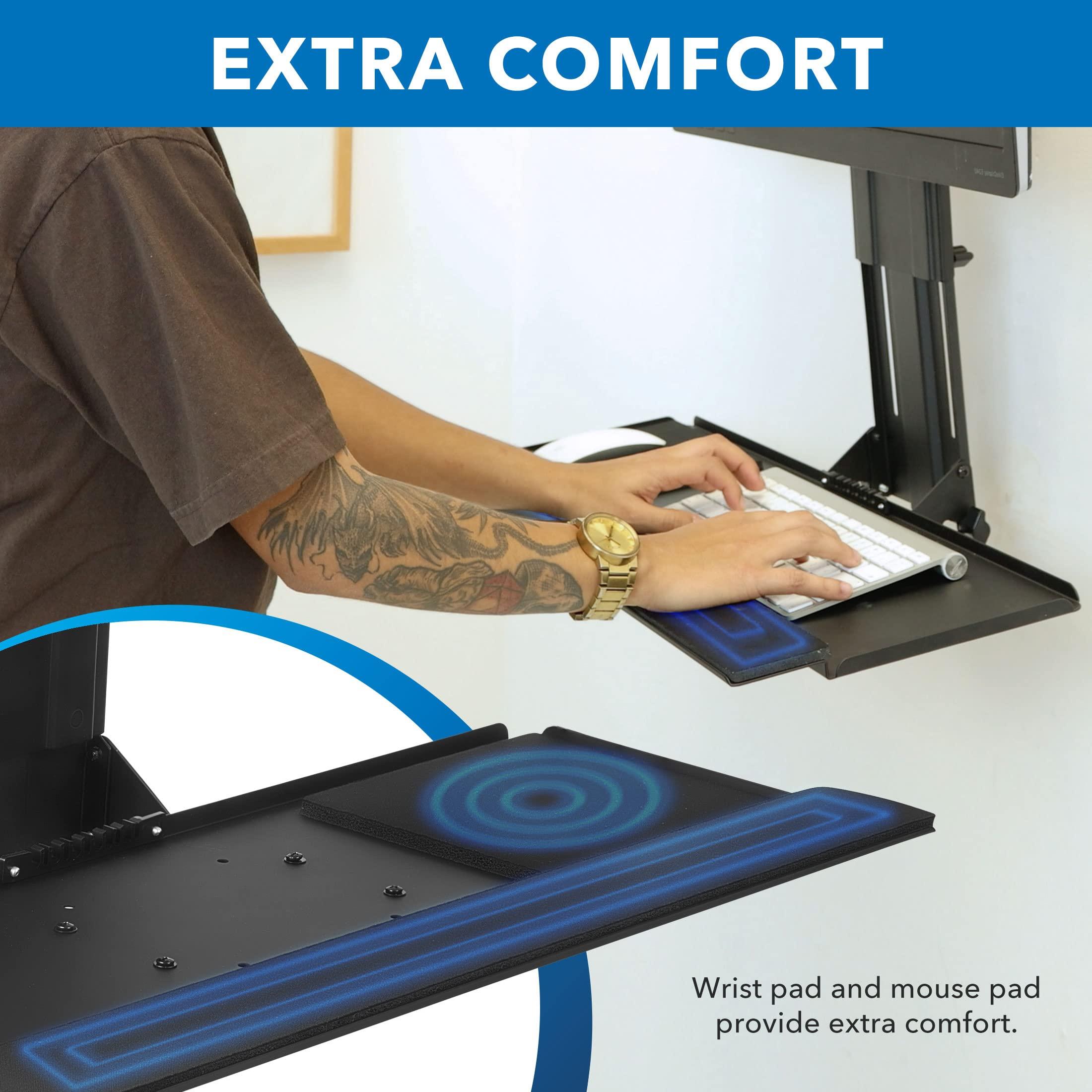 Mount-It! Monitor and Keyboard Wall Mount, Height Adjustable Standing VESA Keyboard Tray, 25 Inch Wide Platform with Mouse Pad (MI-7915) - Image 9