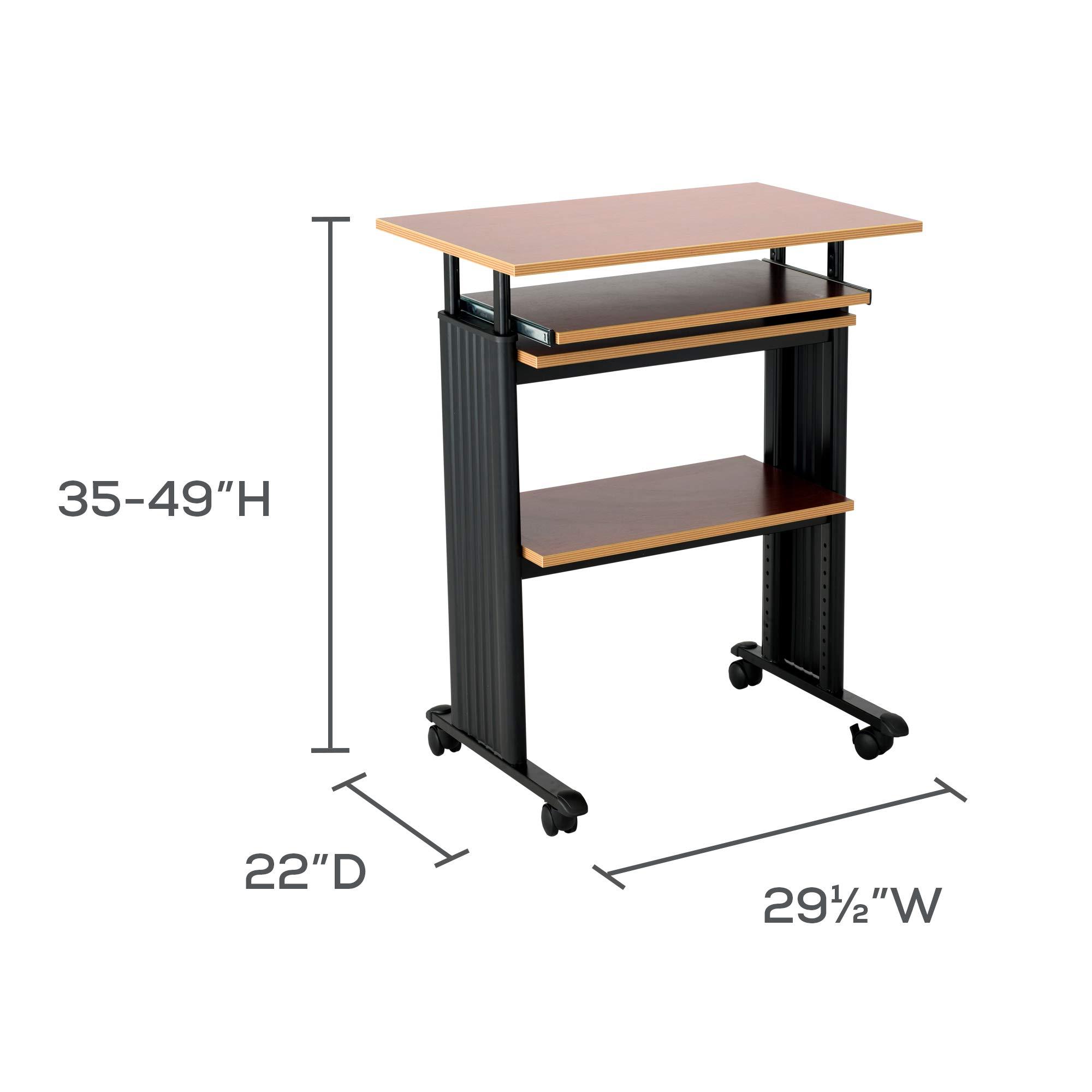 Safco 1929CY MUV Mobile Stand-Up Height-Adjustable Desk,Keyboard Storage, Steel Frame Construction, Durable Melamine Laminate Work Surface, 4 Wheels, Narrow Design - Image 3