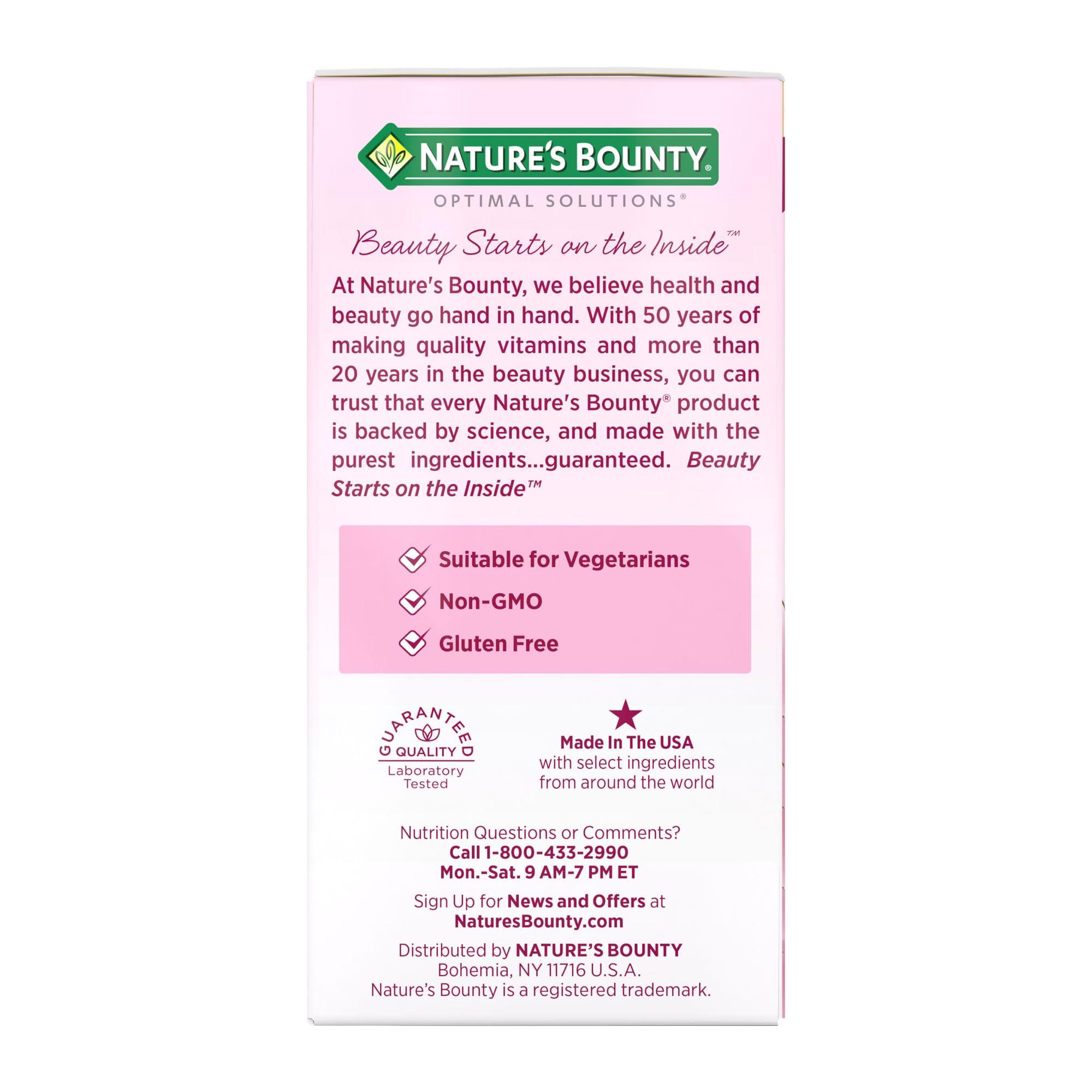 Nature's Bounty Optimal Solutions Hair Growth Supplement with Biotin, Hair Growth Vitamins with Biotin Silicon & Arginine, 1 Per Day, 30 Capsules, One Month Supply - Image 8