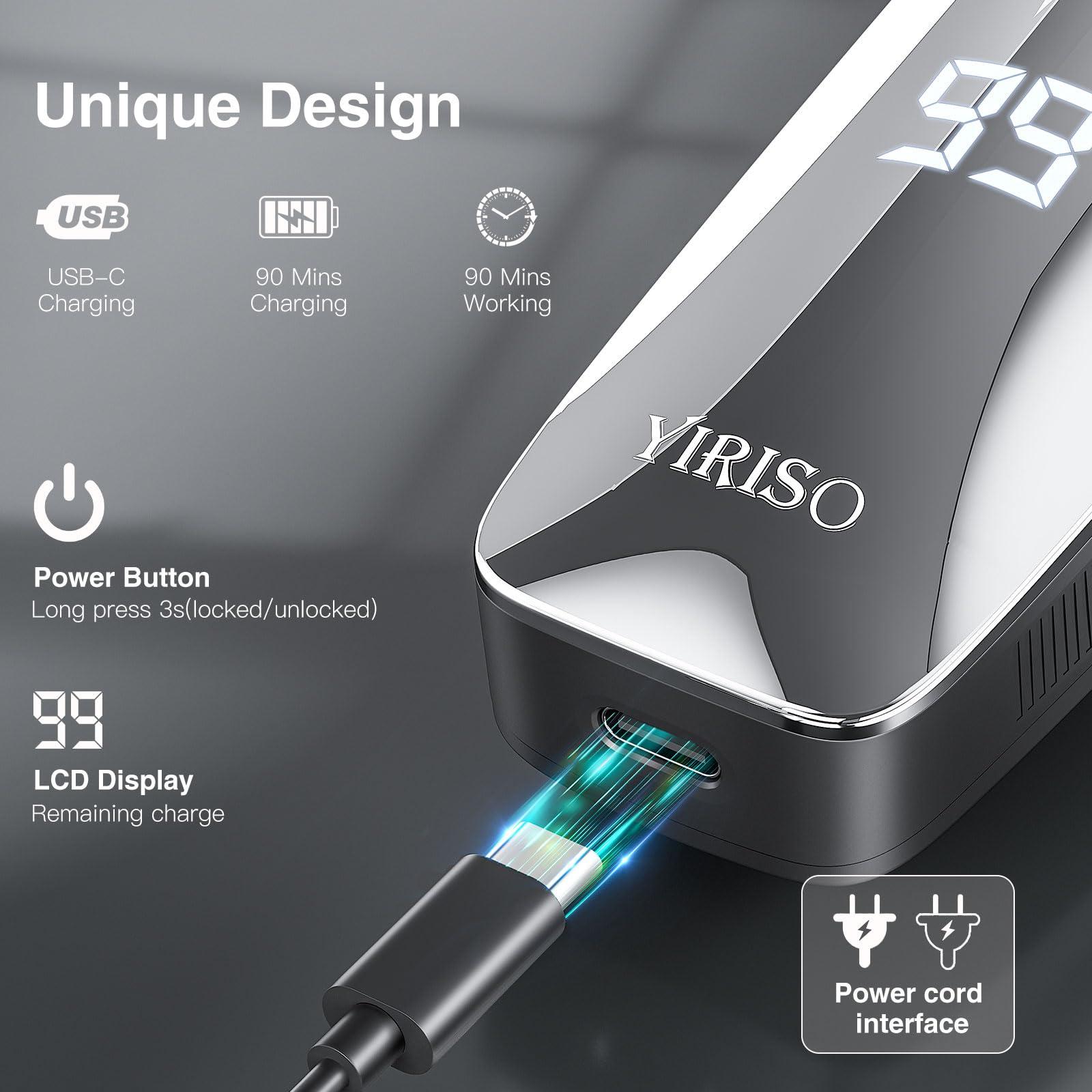 YIRISO Electric Razor for Men, Men’s Electric Shavers, Wet & Dry Shaver with Pop-up Trimmer, USB-C Rechargeable Waterproof Portable Shaver with LCD Display/Travel Organizer/Travel Lock Ideal Men Gift - Image 7