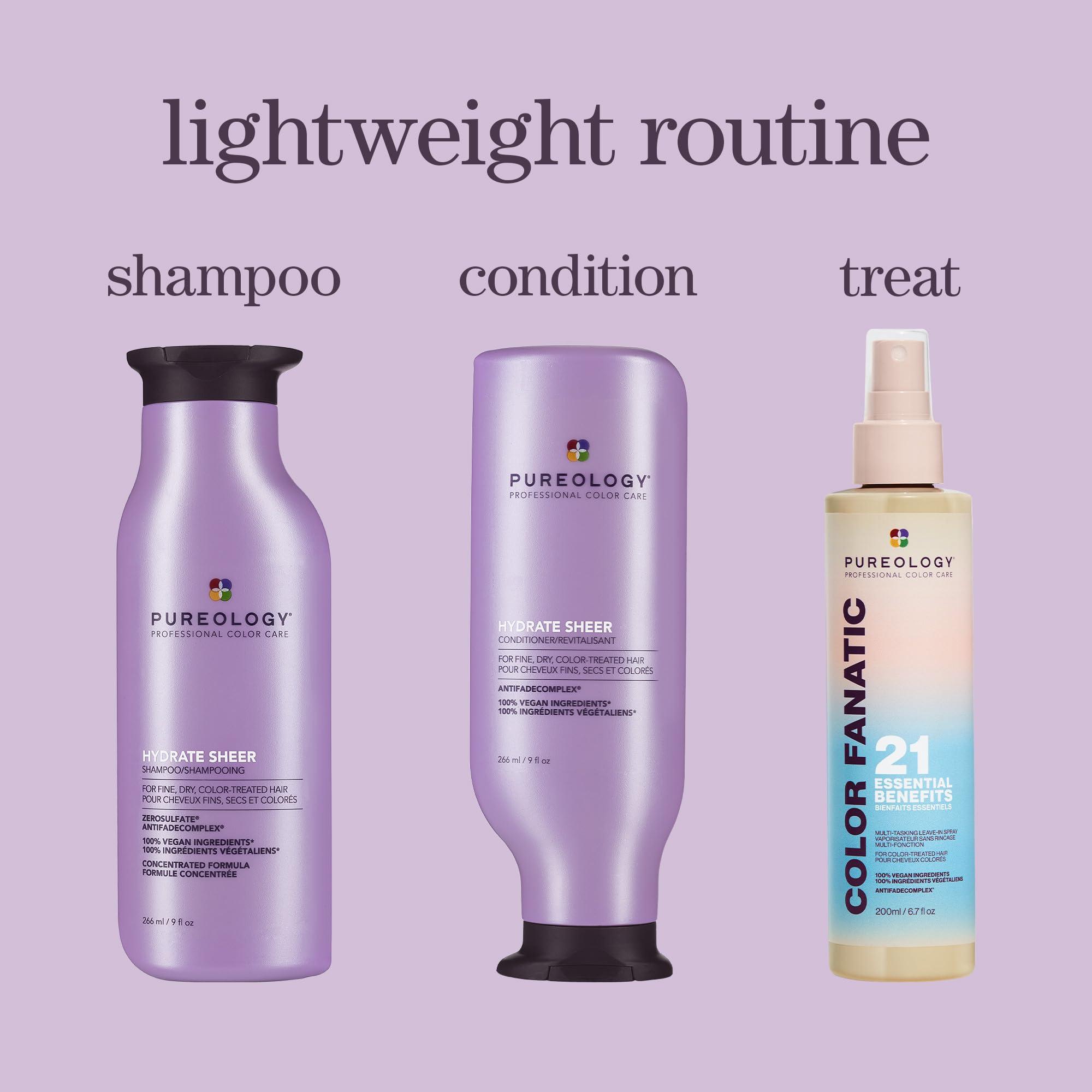 Pureology Hydrate Sheer Shampoo - Lightweight Hydrating Shampoo For Fine or Dry Color-Treated Hair, Silicone-Free & Vegan - Image 7