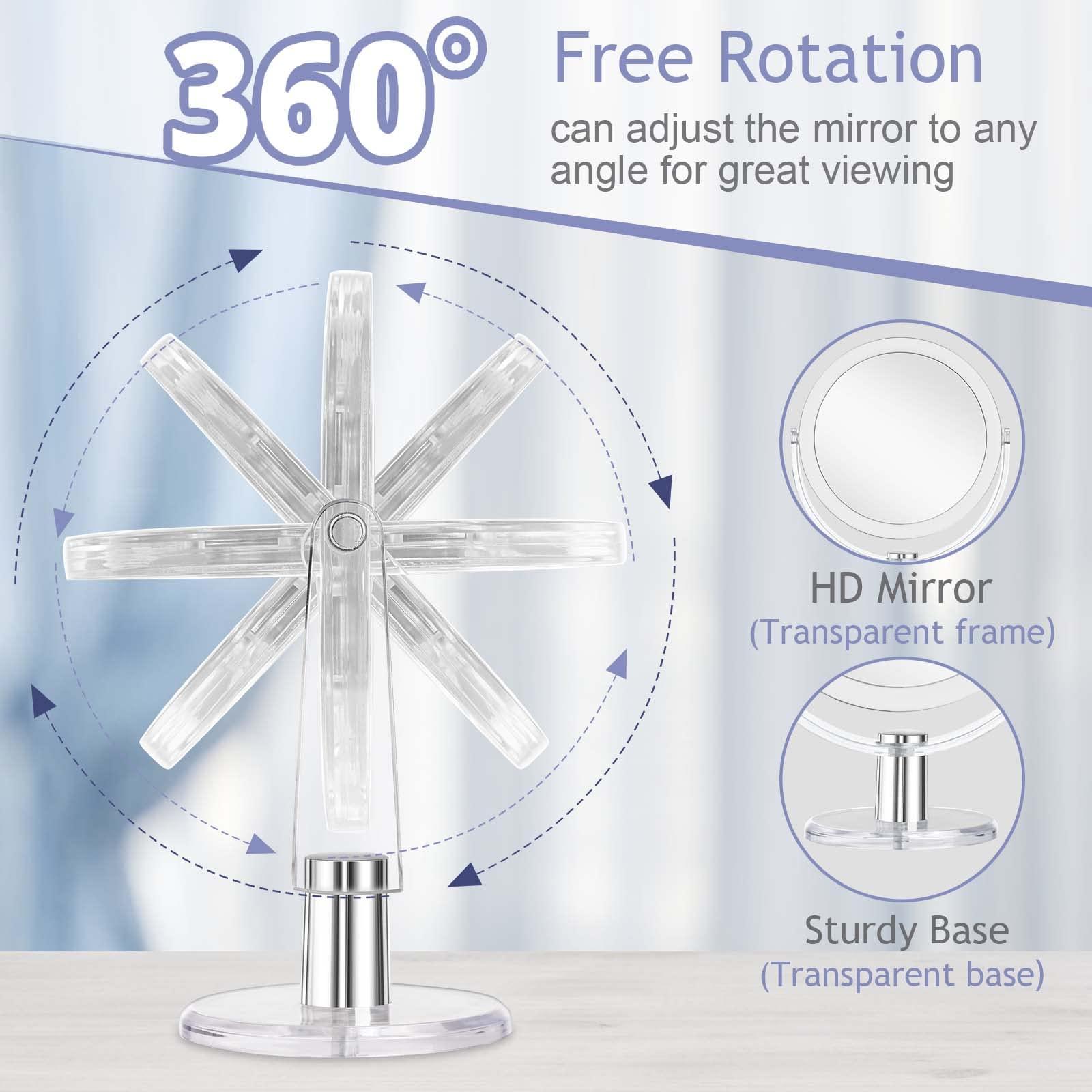 CLSEVXY Vanity Mirror Makeup Mirror with Stand, 1X/15X Magnification Double Sided 360 Degree Swivel Magnifying Mirror, 6.25 Inch Portable Table Desk Counter top Mirror Bathroom Shaving Mirror - Image 5