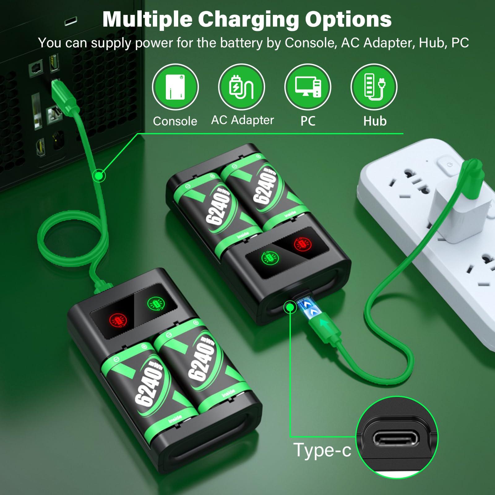 Rechargeable Battery Pack for Xbox Controller, 2x6240mWh Rechargeable Batteries Pack for Xbox One/Xbox Series X|S Xbox One S/Xbox One X/Xbox One Elite Controller Accessories Play and Charge Kit - Image 8