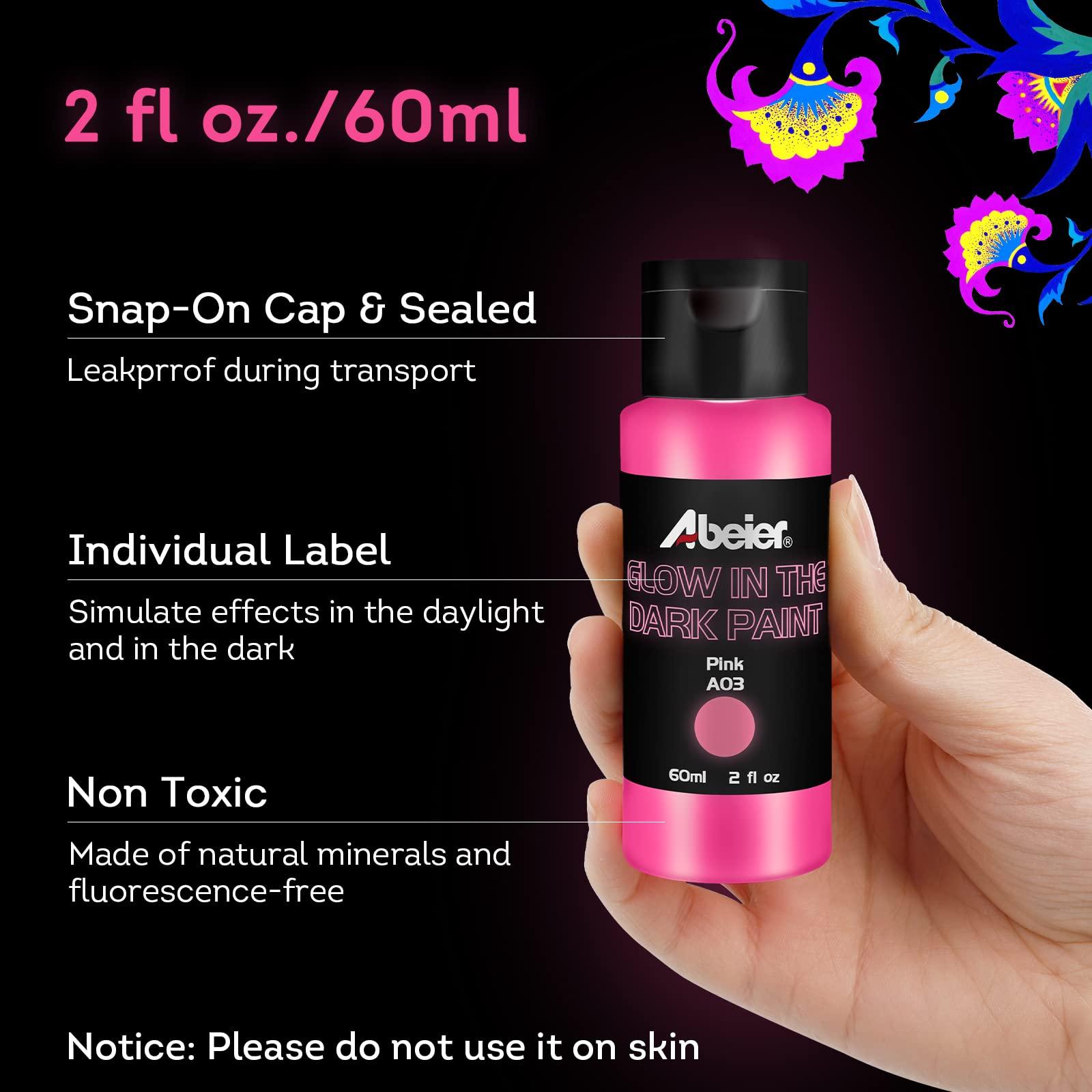 ABEIER Glow in the Dark Acrylic Paint - 10 Bright Colors (60ml/2oz) Long Lasting Glow Fluorescent Paint for DIY Projects, Halloween, Easter, Christmas Decorations - Image 4