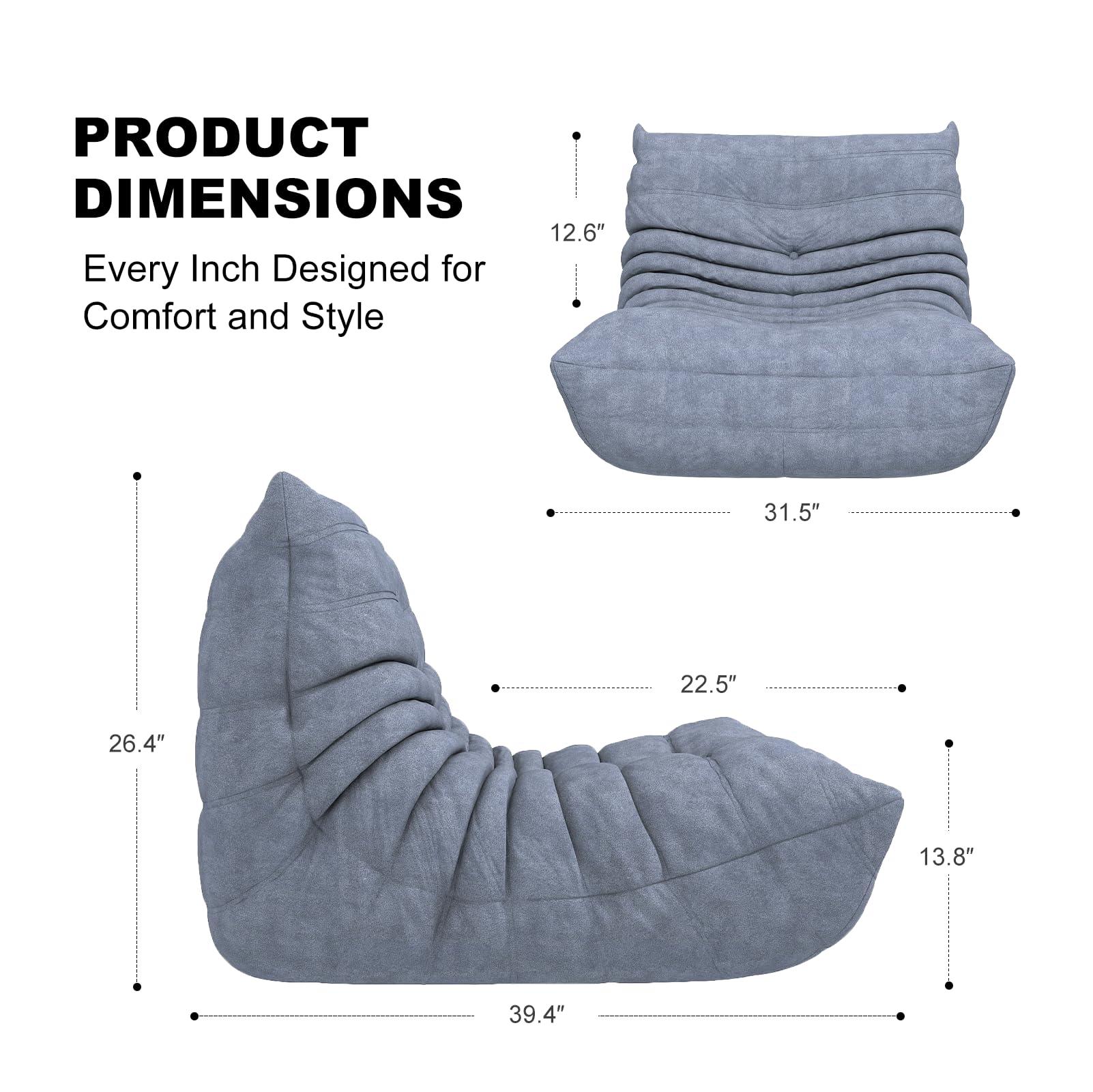 Snug Sofee Bean Bag Chairs for Adults, Bean Bag Sofa - Adult Size with Soft Waterproof Fabric for Living Room, Apartments, Reading Corner, Gaming, and Movie Venue (Gray) - Image 2