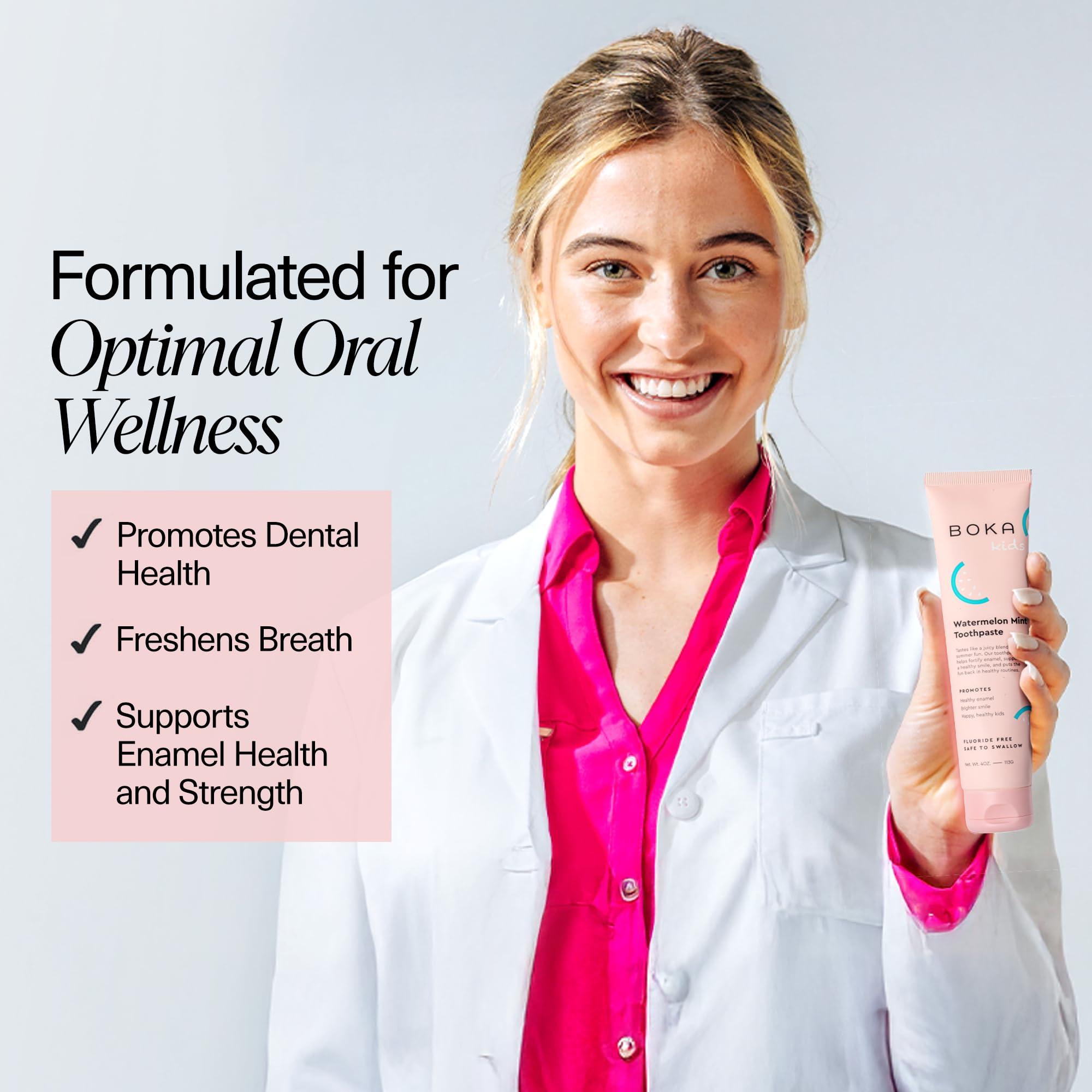 Boka Fluoride Free Toothpaste Nano Hydroxyapatite, Helps Remineralize, Appropriate for Sensitive Teeth, Whitening - for Adult, Kids Oral Care - Watermelon Mint Flavor, 4oz 1Pk - US Manufactured - Image 5