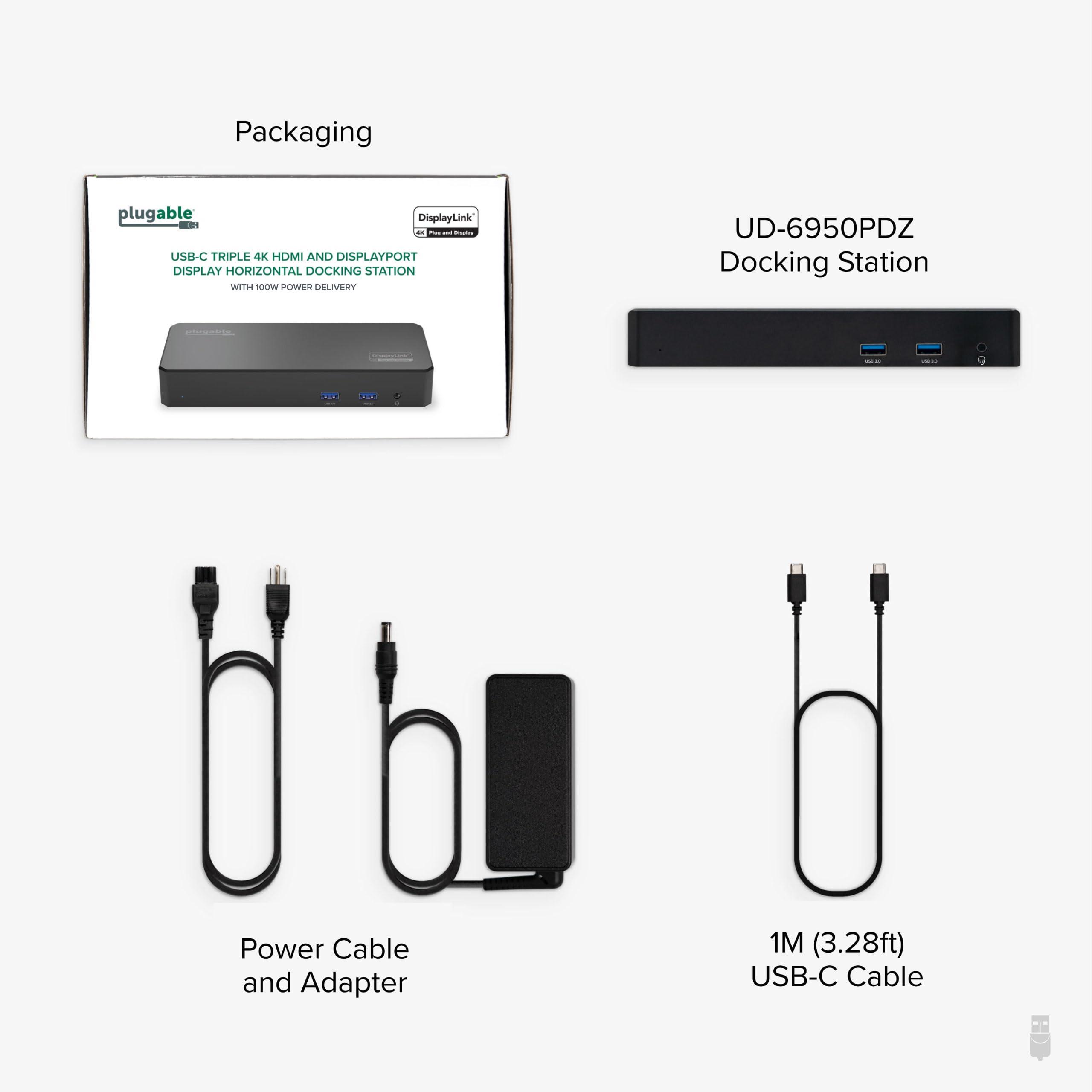 Plugable 12-in-1 USB-C Triple Monitor Docking Station – 4K DisplayLink Docking Station via 3X HDMI or DisplayPort, Compatible with Mac, Windows, HP, Dell, Thunderbolt (100W PD, 6 USB Ports, Ethernet) - Image 7