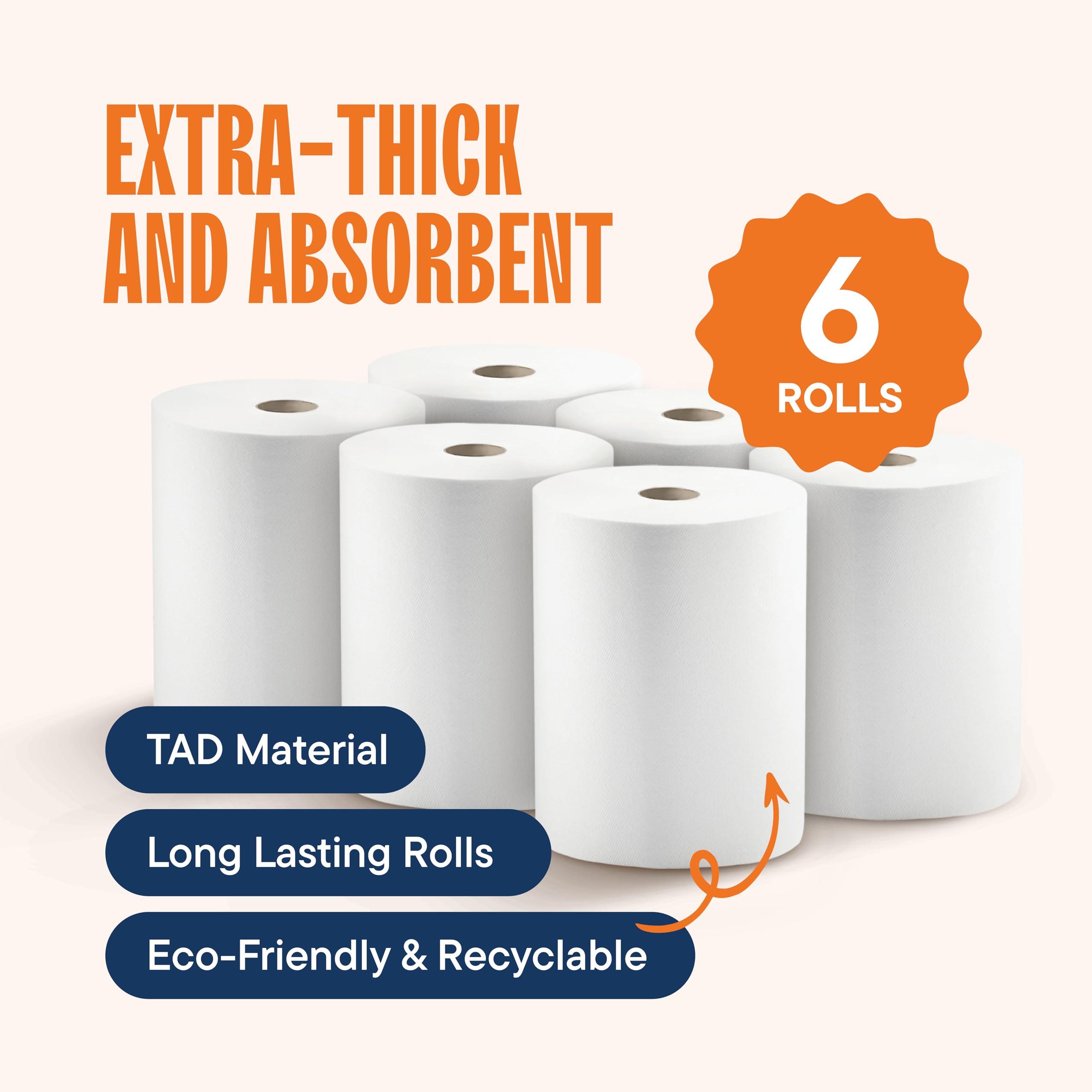 Industrial Paper Towels 10 x 800 White Roll Towels High Capacity Premium Quality (TAD Fabric Cloth Like Texture) Fits Touchless Automatic Commercial Towel Dispenser (Packed 6 Rolls) - Image 4