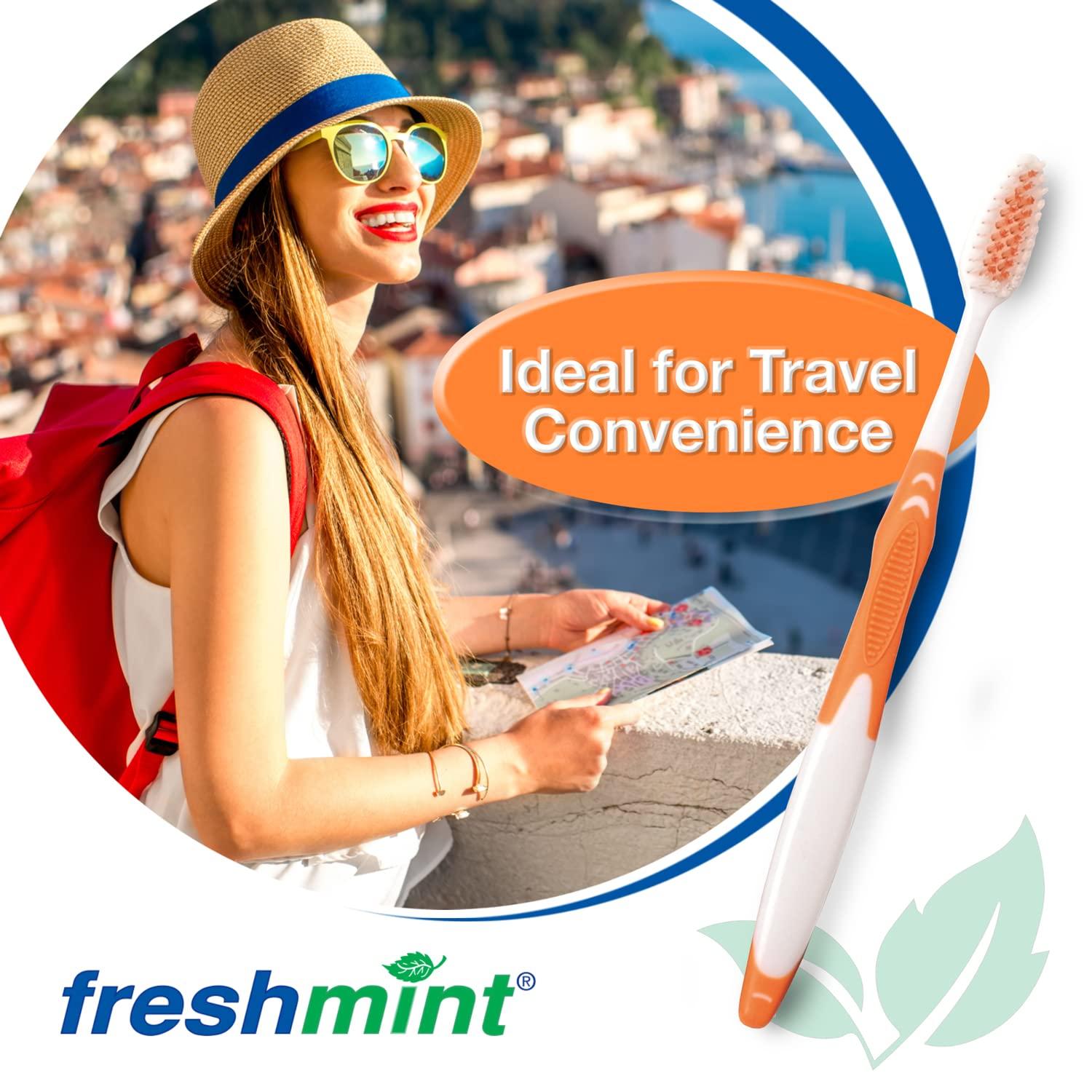 FRESHMINT Individually Wrapped Bulk Premium Toothbrushes (144 Pack), Oversized Easy Grip Rubber Handle, Soft Multi Color Nylon Bristles, Perfect for Travel, Hotel, Donation - Image 7