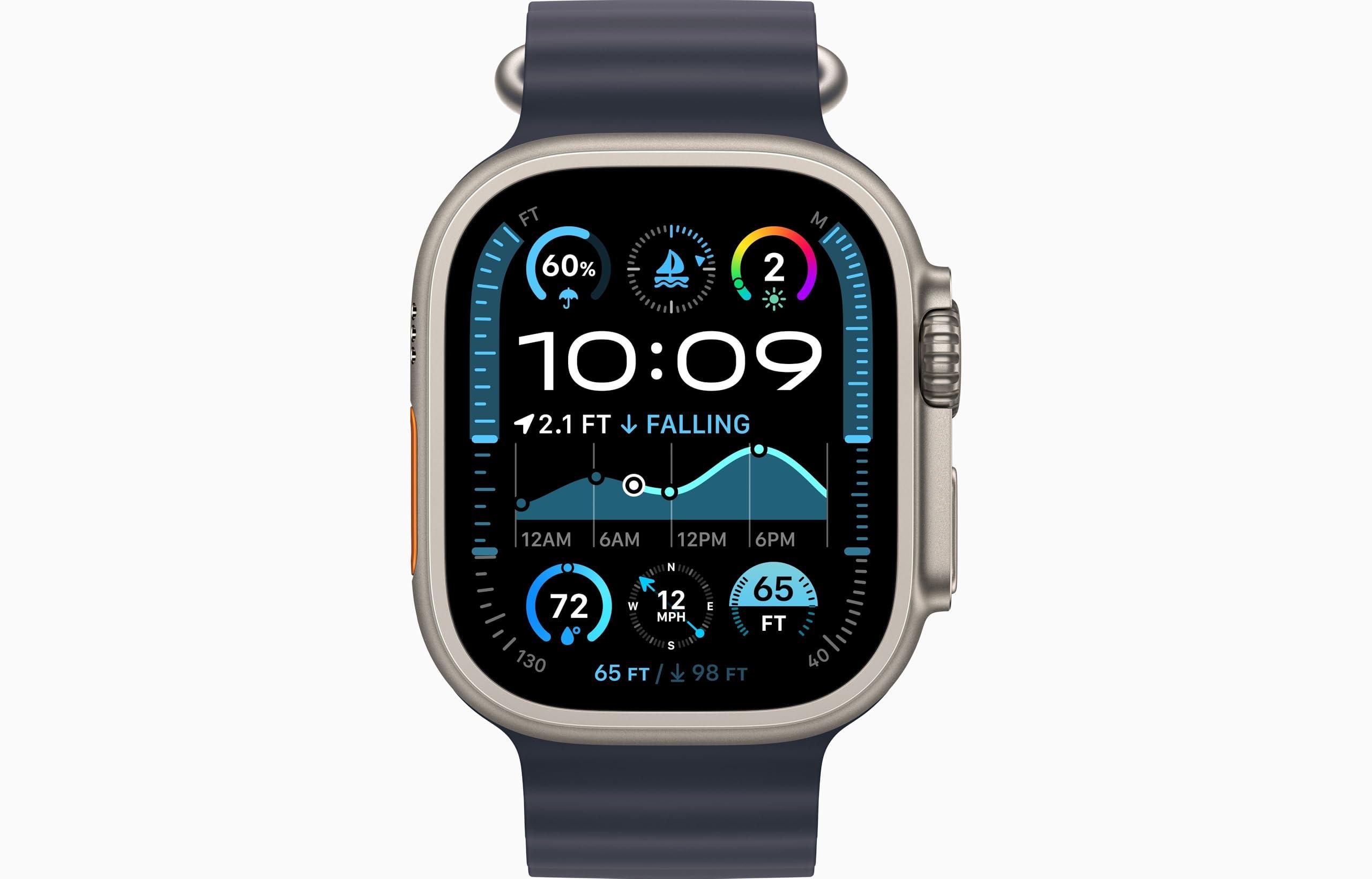 Apple Watch Ultra 2 [GPS + Cellular, 49mm] - Titanium Case with Blue Ocean Band, One Size (Renewed) - Image 5