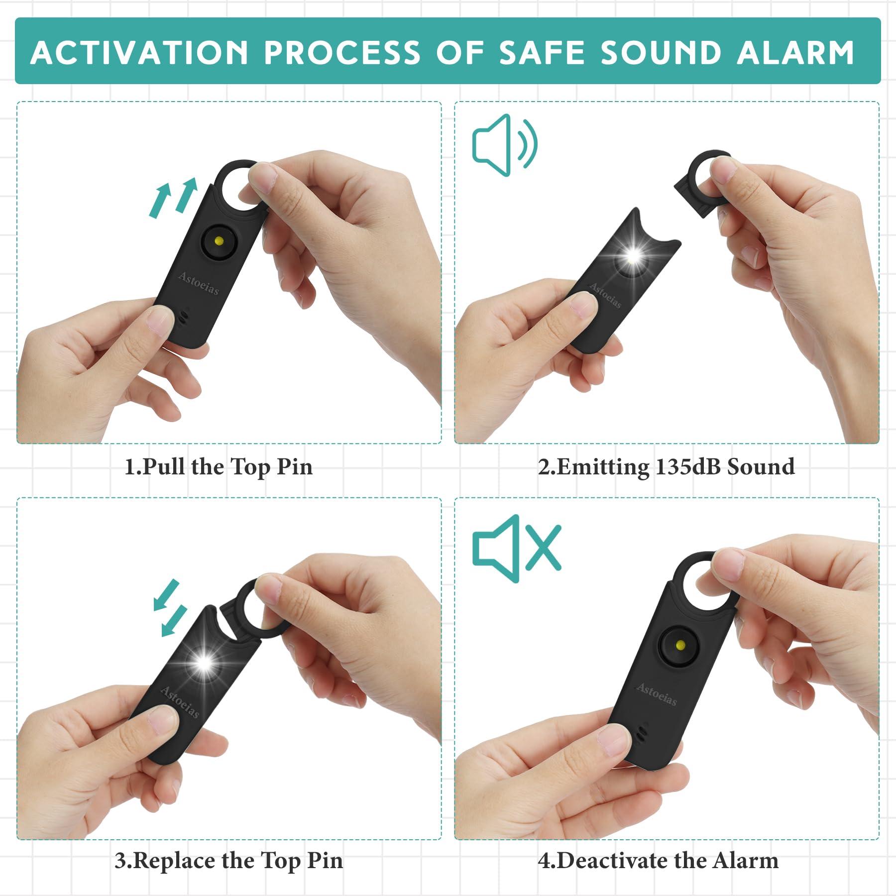 Rechargeable Personal Safety Alarm for Women, 135 dB Keychain Siren with LED Strobe Light, Emergency Security Safe Devices Key Chain Alarms for Women Kids Elderly (Black) - Image 3