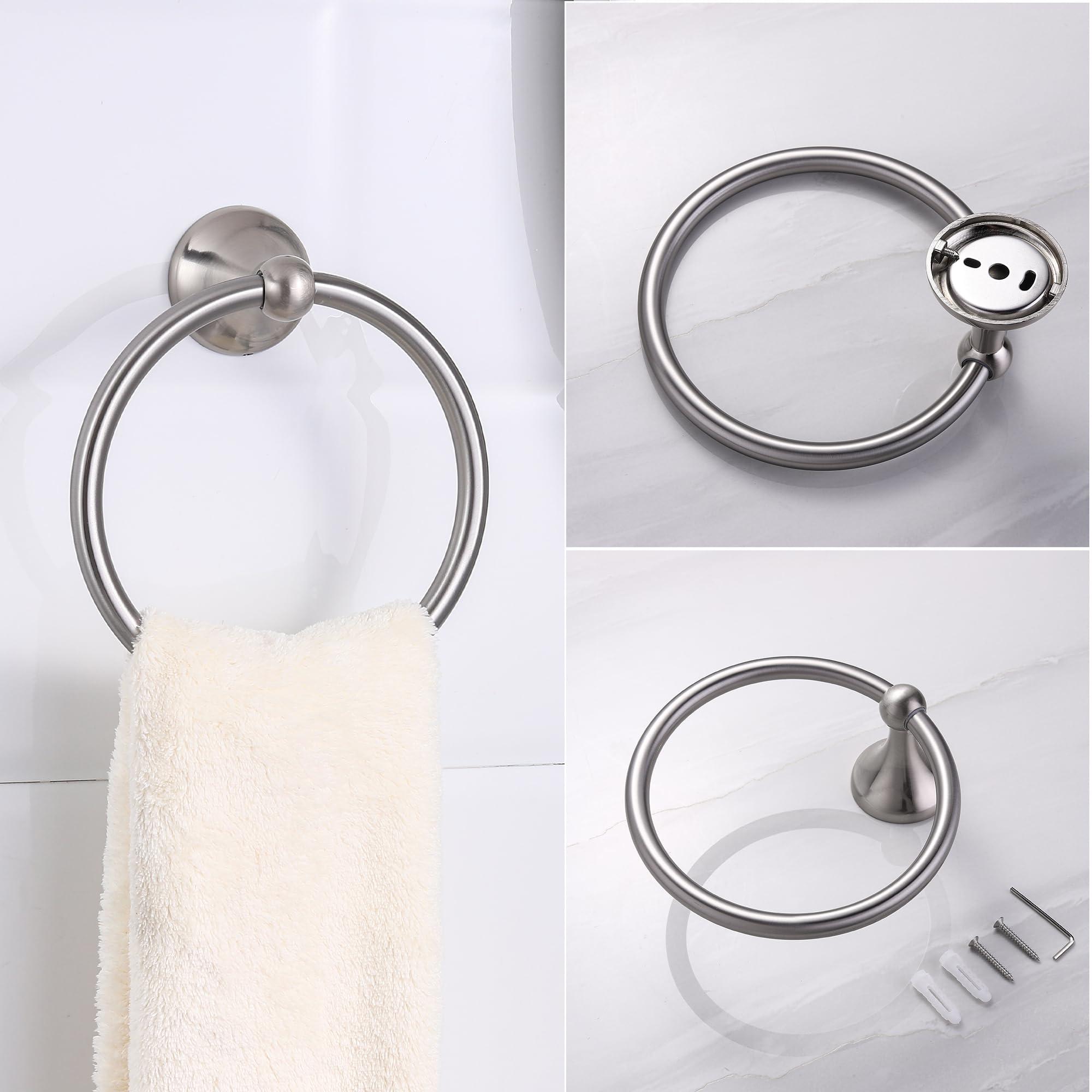 Ntipox 4-Piece Brushed Nickel Bathroom Hardware Accessories Set, 24 Inch Towel Bar, Towel Rack, Bathroom Towel Holder - Image 4