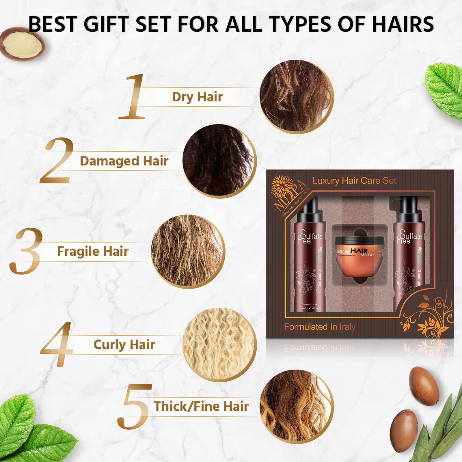 Nuspa Moroccan Argan Oil Hair Care Set - Sulfate Free for Damaged, Dry, Frizzy, Color Safe, Keratin Treated Hair with Long Lasting Shine - Image 5