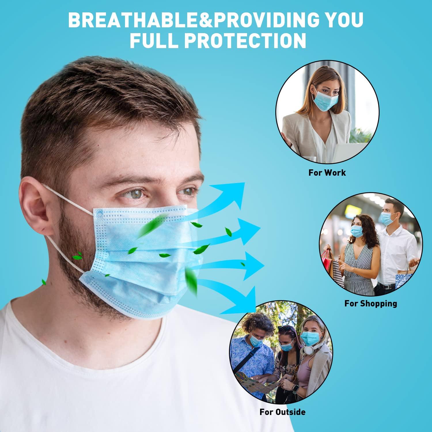 DR.MOXA Face Masks Disposable 100 Pack, PFE>95%, 3 Ply Protection Face Masks for Adults General Use - Image 5