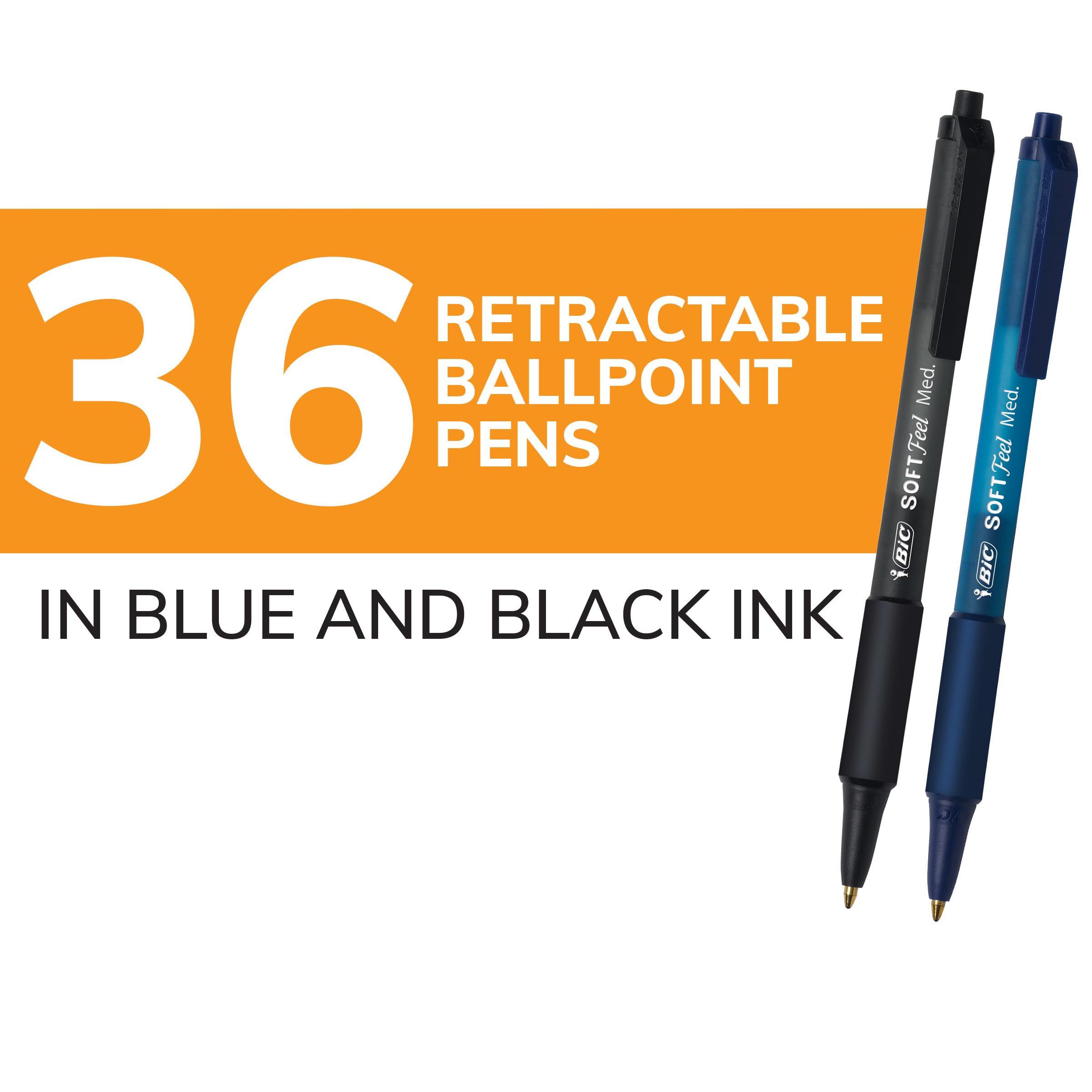BIC Soft Feel Retractable Ballpoint Pen with 1.0 mm Medium Point and No-Slip Grip, 36-Count in Assorted Ink - Image 2