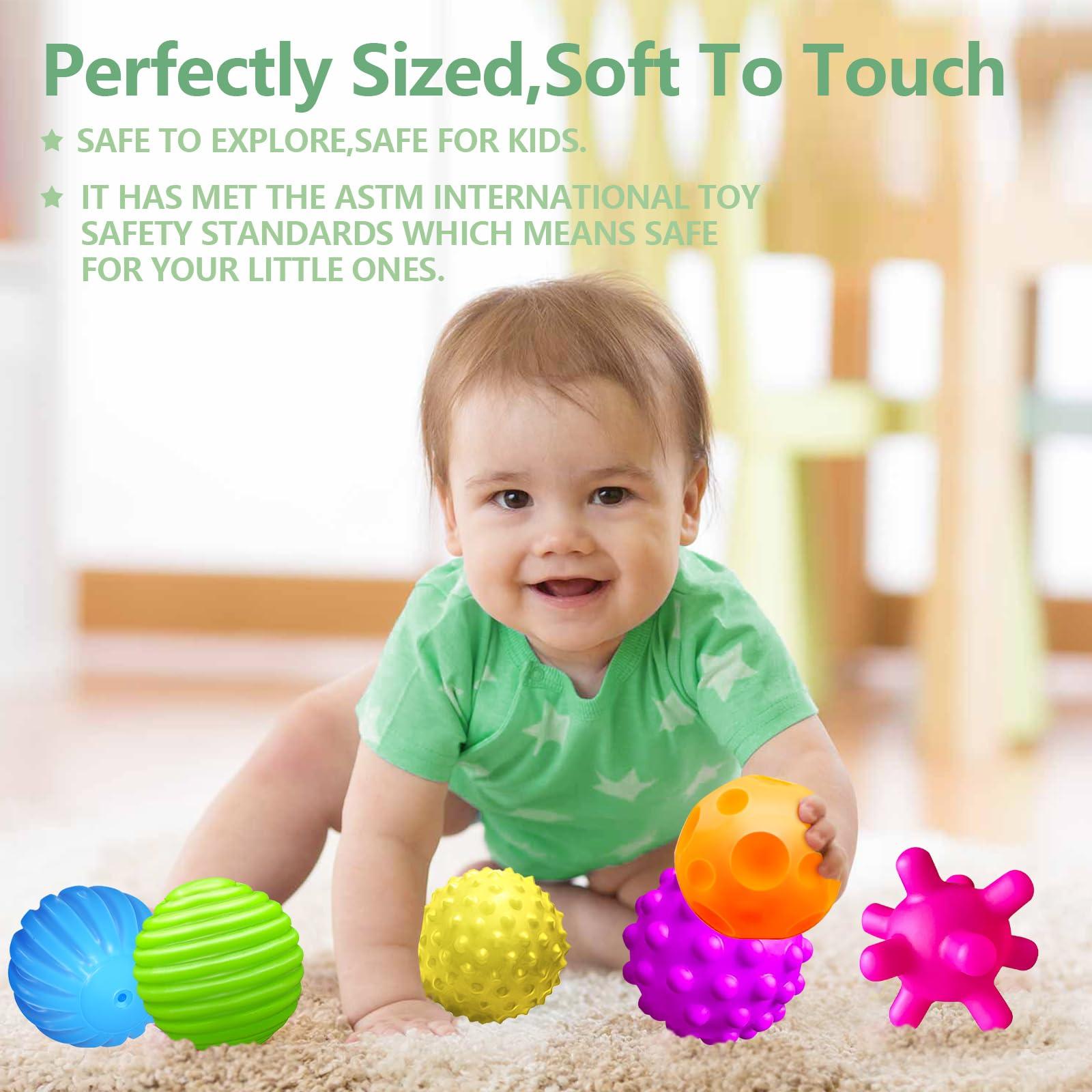 ROHSCE Sensory Balls for Baby Sensory Baby Toys 6 to 12 Months for Toddlers 1-3, Bright Color Textured Multi Soft Ball Gift Sets, Montessori Toys for Babies 6-12 Months Infant Toys (6 Pack) - Image 6