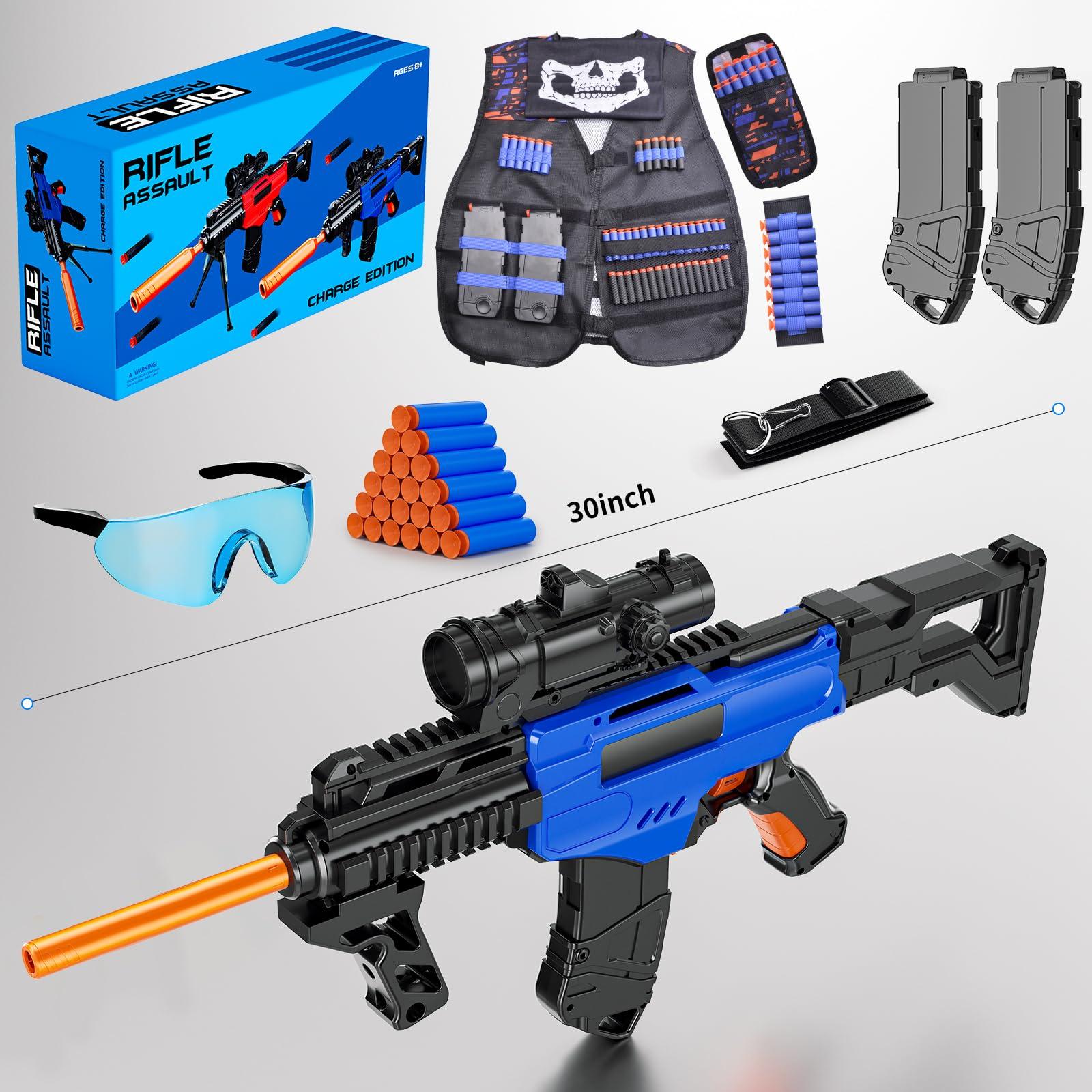 Toy Gun Automatic Sniper Rifle with Lanyard, Electric Realistic Toy Foam Blasters- 200 Darts, Tactical Vest Set, Scope and 2 Clips, Cool Toys for Kids Ages 8-12, Birthday Xmas Gifts for Boys Adults - Image 3